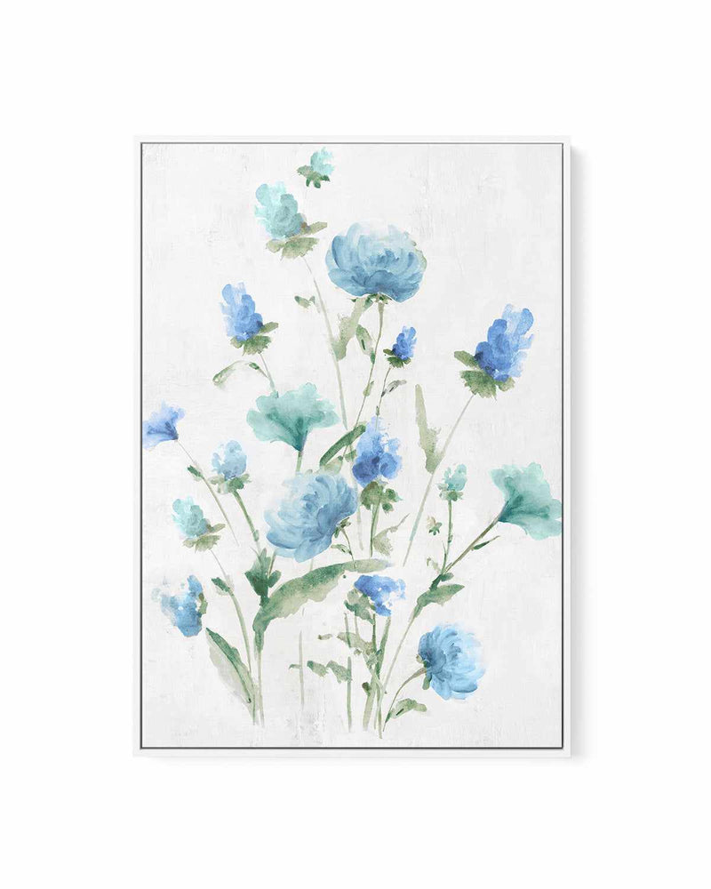 Tinted Blue Petals I | Framed Canvas Art Print