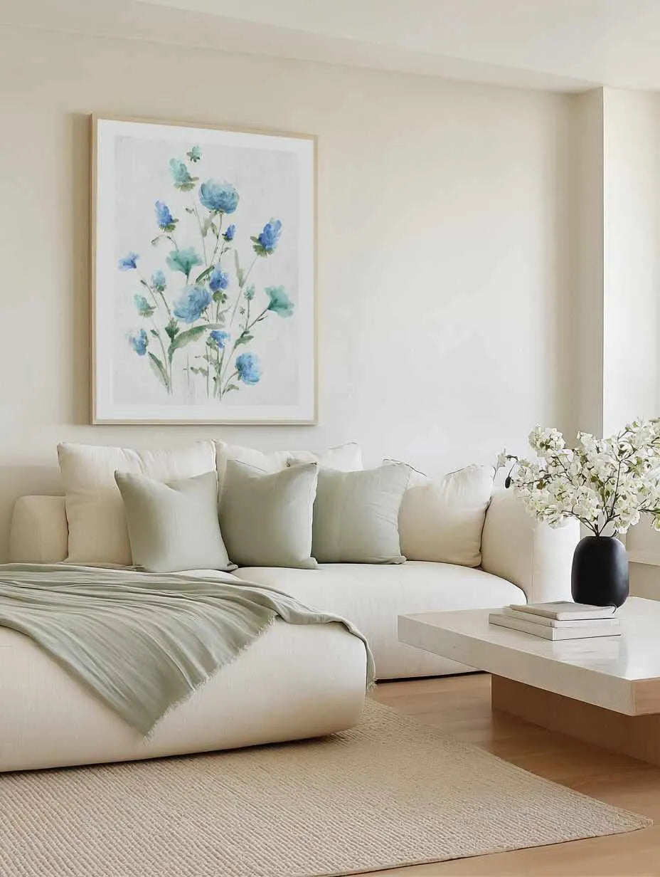 Tinted Blue Petals I Art Print from Olive et Oriel where you can shop wallpaper and artworks online
