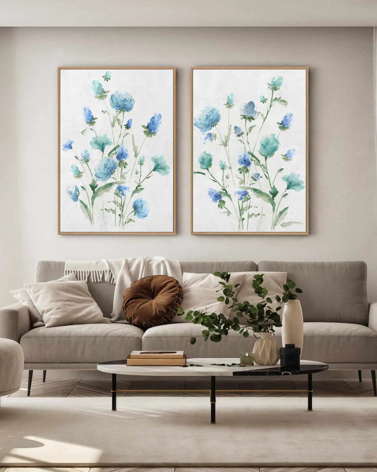 Tinted Blue Petals II | Framed Canvas Art Print from Olive et Oriel where you can shop wallpaper and artworks online