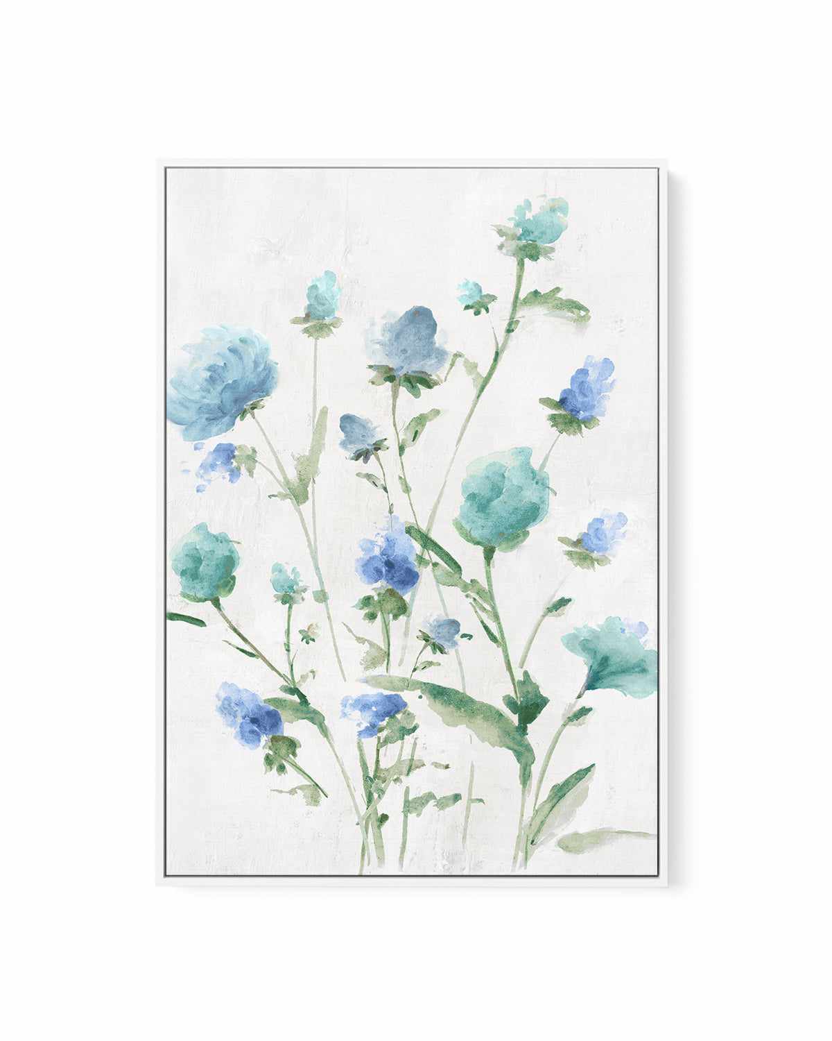 Tinted Blue Petals II | Framed Canvas Art Print