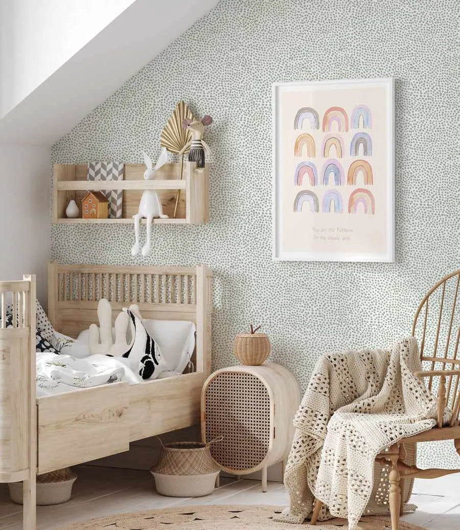 Tiny Dots Wallpaper in Eucalyptus-Wallpaper-Buy Kids Removable Wallpaper Online Our Custom Made Children‚àö¬¢‚Äö√á¬®‚Äö√ë¬¢s Wallpapers Are A Fun Way To Decorate And Enhance Boys Bedroom Decor And Girls Bedrooms They Are An Amazing Addition To Your Kids Bedroom Walls Our Collection of Kids Wallpaper Is Sure To Transform Your Kids Rooms Interior Style From Pink Wallpaper To Dinosaur Wallpaper Even Marble Wallpapers For Teen Boys Shop Peel And Stick Wallpaper Online Today With Olive et Oriel