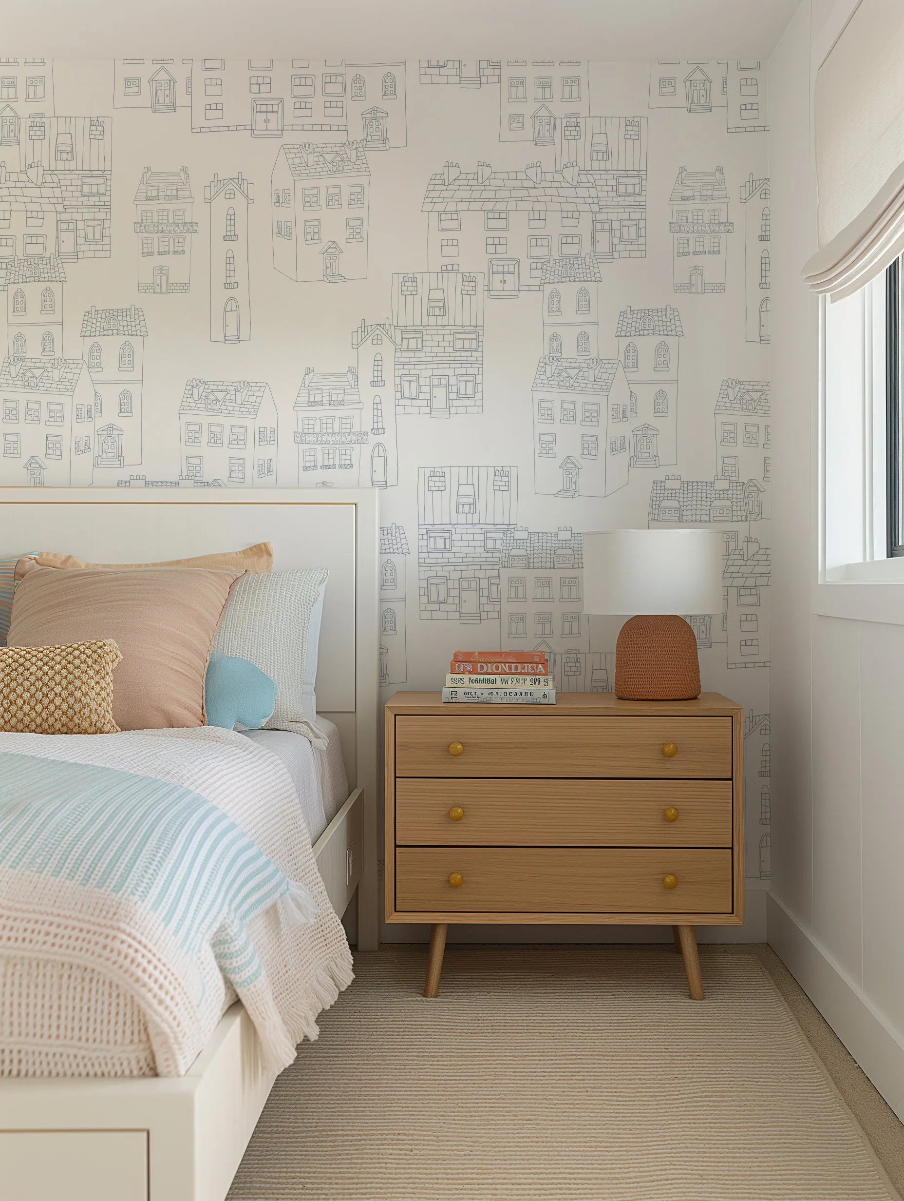 Tiny Towns Wallpaper from Olive et Oriel where you can shop wallpaper and artworks online