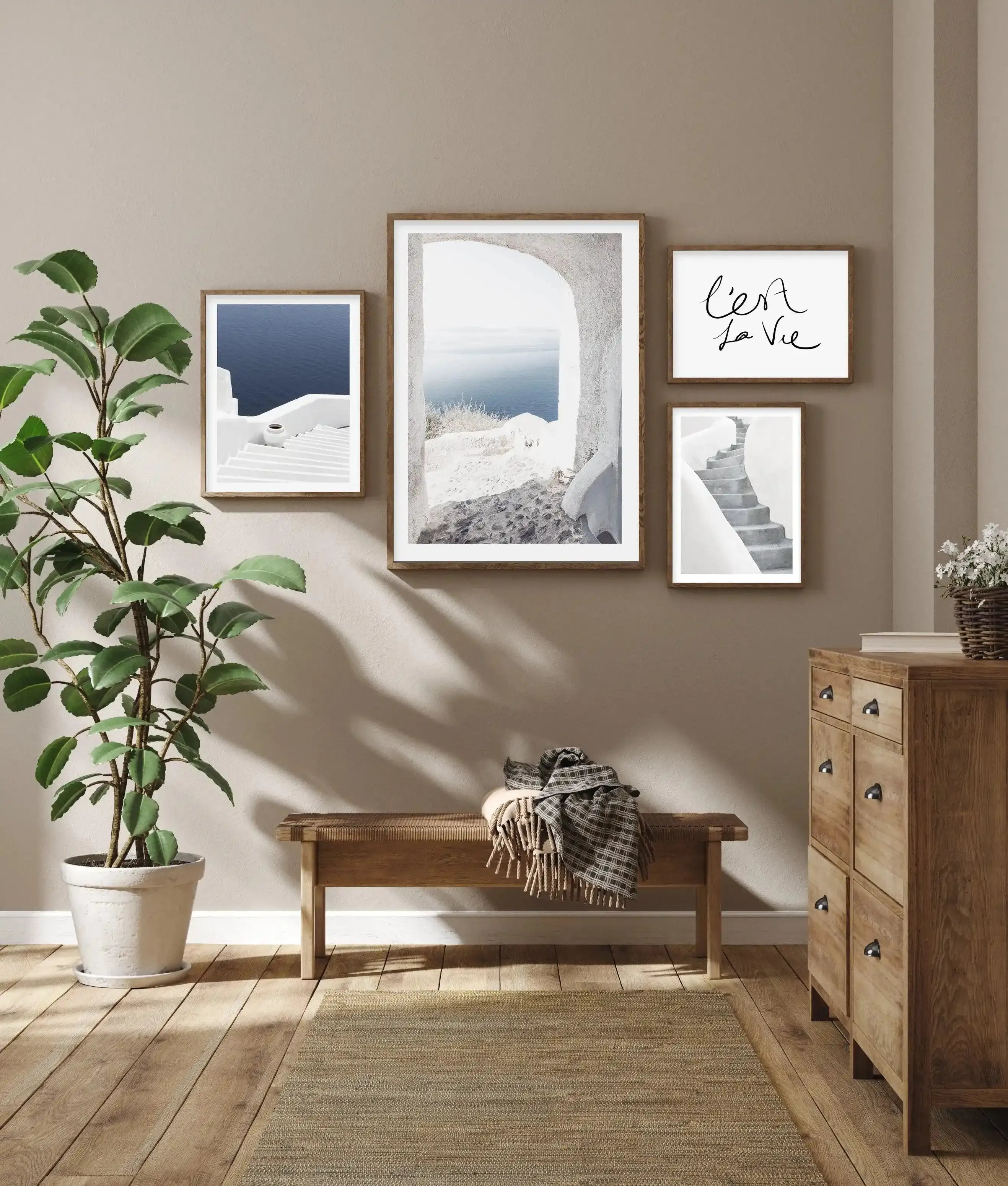 To The Sea | Santorini Art Print-Shop Greece Wall Art Prints Online with Olive et Oriel - Our collection of Greek Islands art prints offer unique wall art including blue domes of Santorini in Oia, mediterranean sea prints and incredible posters from Milos and other Greece landscape photography - this collection will add mediterranean blue to your home, perfect for updating the walls in coastal, beach house style. There is Greece art on canvas and extra large wall art with fast, free shipping acr