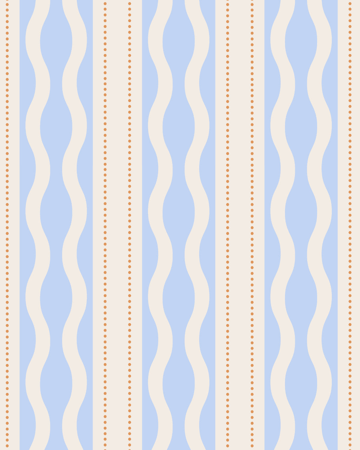 Wavy Tides in Blue By the Roll Wallpaper