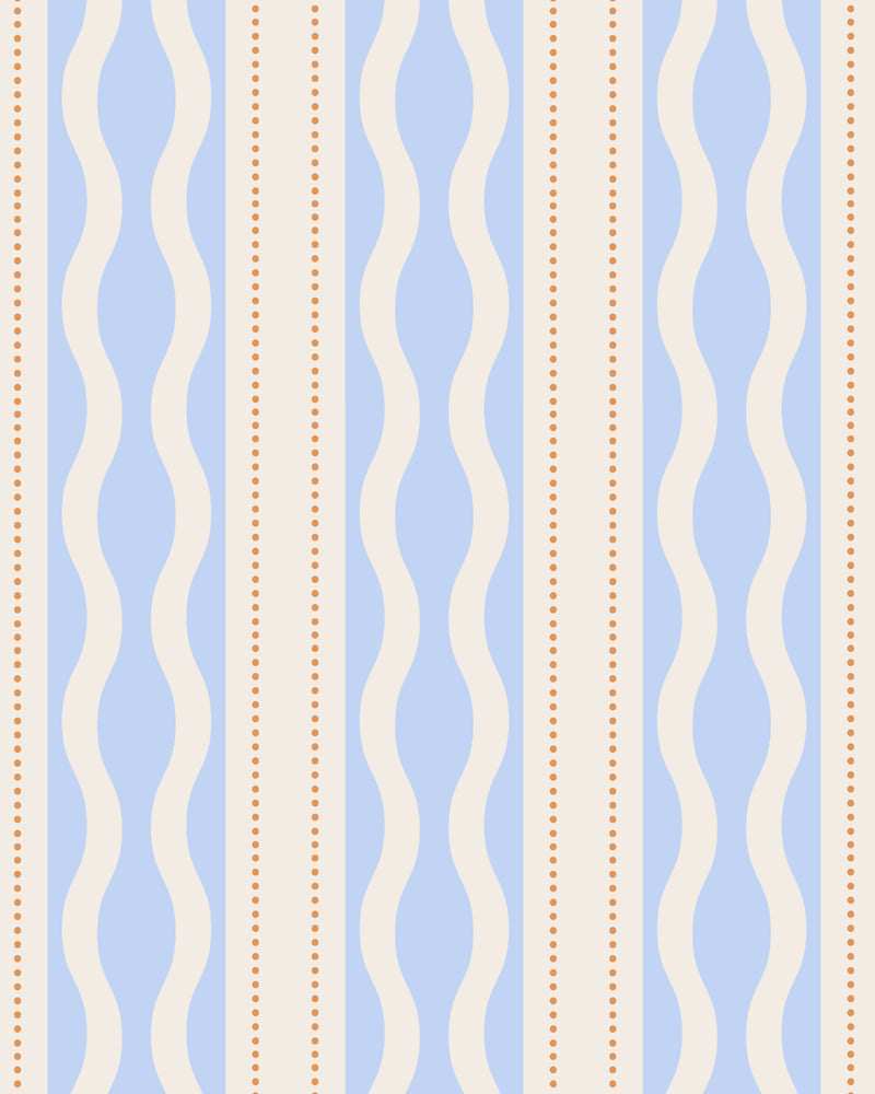 Wavy Tides in Blue By the Roll Wallpaper from Olive et Oriel where you can shop wallpaper and artworks online
