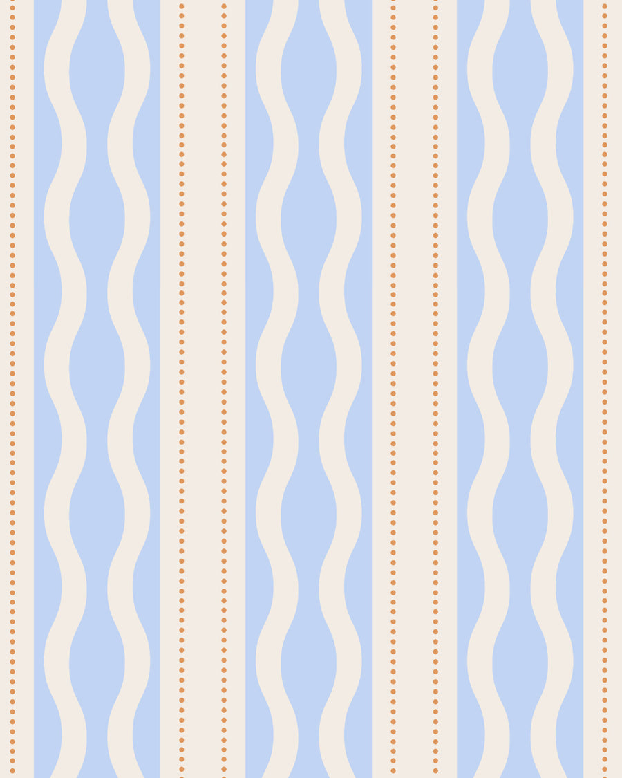 Wavy Tides in Blue By the Roll Wallpaper from Olive et Oriel where you can shop wallpaper and artworks online