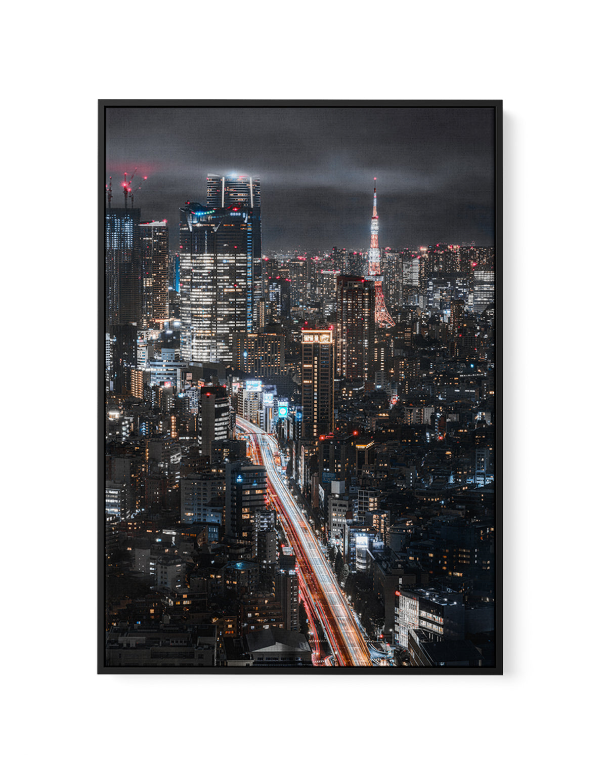 Tokyo City Night Lights by I_ha__to | Framed Canvas Art Print