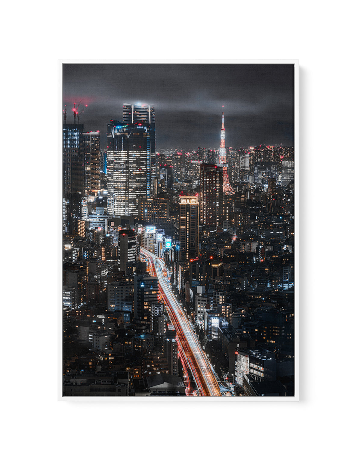 Tokyo City Night Lights by I_ha__to | Framed Canvas Art Print