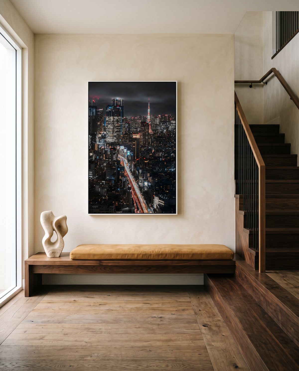 Tokyo City Night Lights by I_ha__to | Framed Canvas Art Print