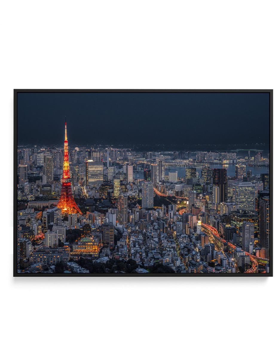 Tokyo City Night View by Rana Jabeen | Framed Canvas Art Print