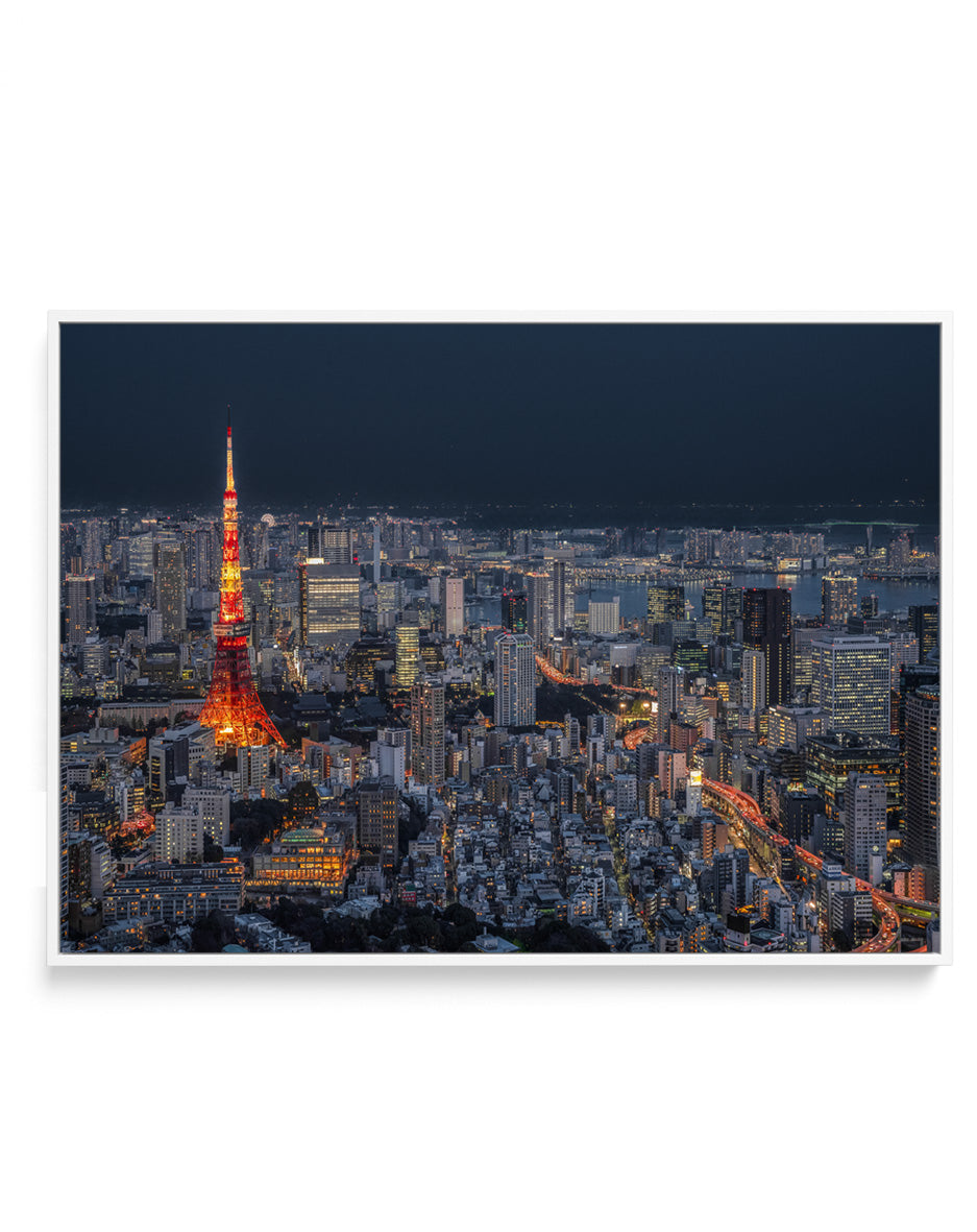 Tokyo City Night View by Rana Jabeen | Framed Canvas Art Print