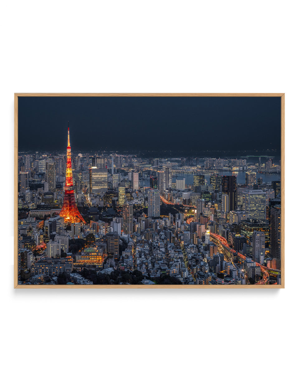 Tokyo City Night View by Rana Jabeen | Framed Canvas Art Print