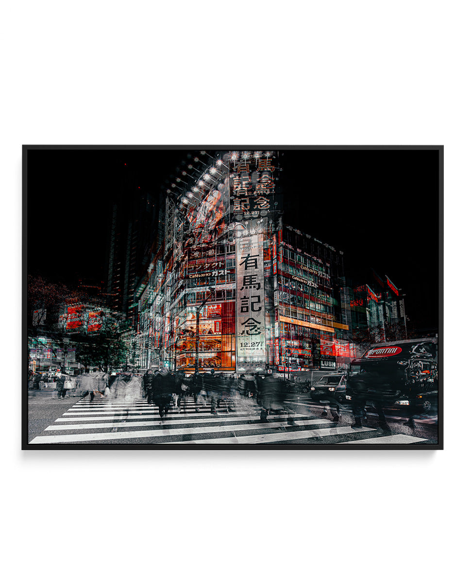 Tokyo Night Motion by Carmine Chiriaco | Framed Canvas Art Print
