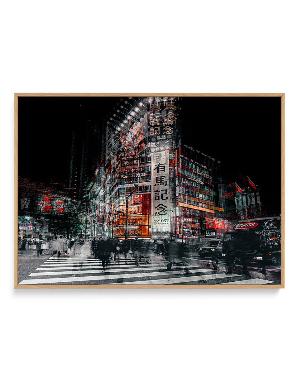 Tokyo Night Motion by Carmine Chiriaco | Framed Canvas Art Print