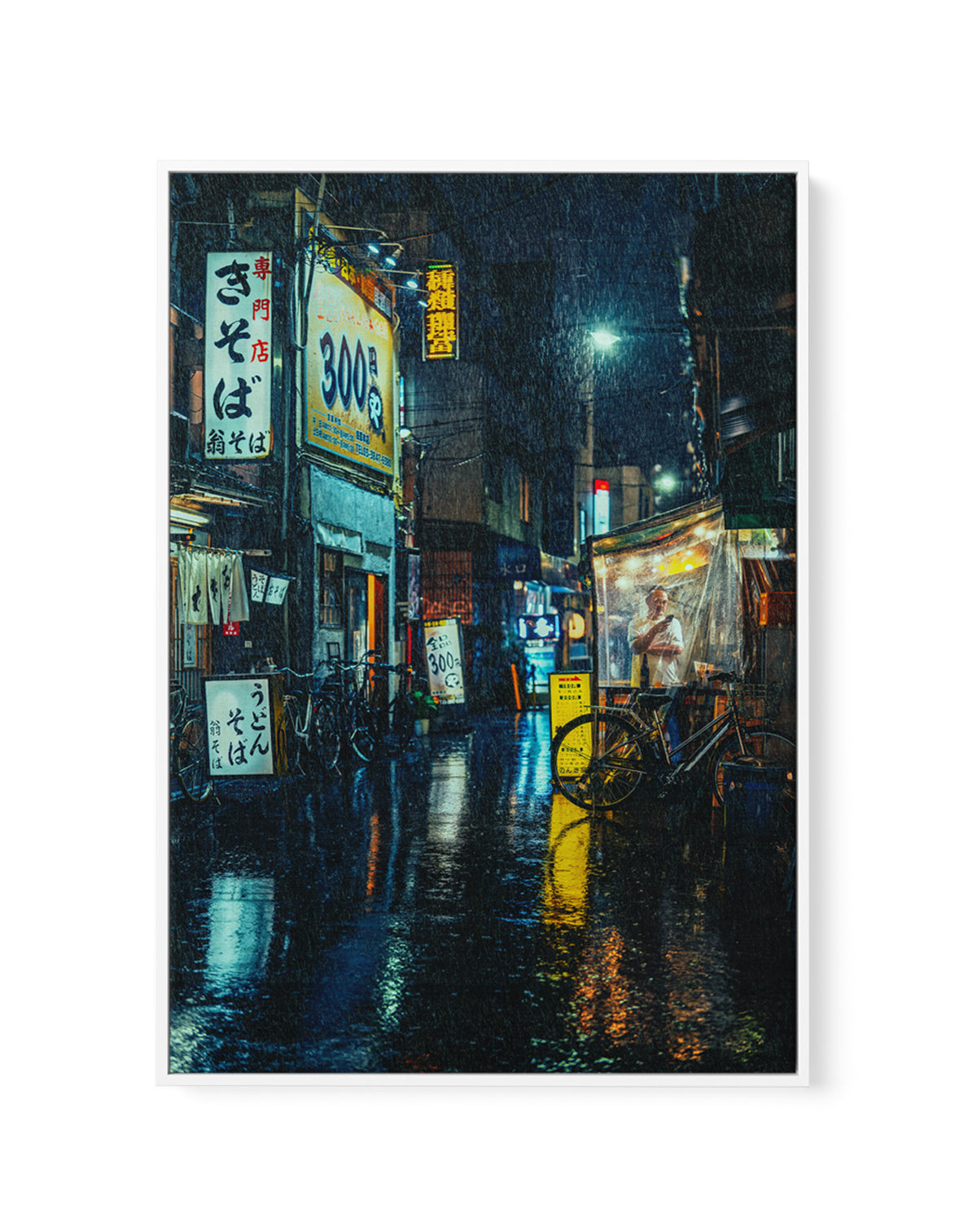 Tokyo Rainy Night by Yuzo Fujii | Framed Canvas Art Print