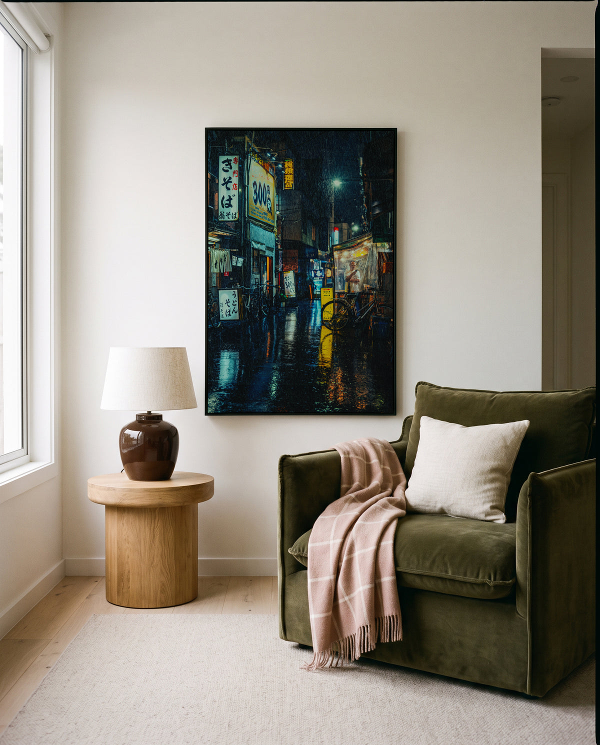 Tokyo Rainy Night by Yuzo Fujii | Framed Canvas Art Print