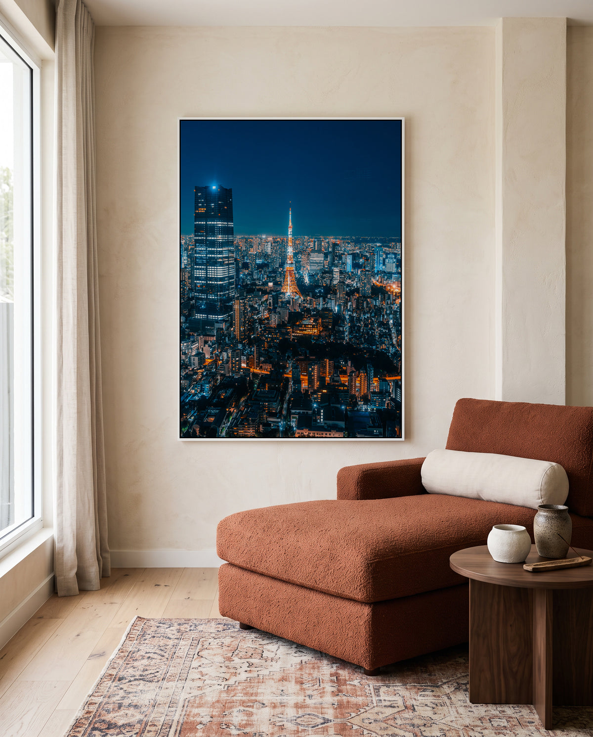 Tokyo Tower Night View by Christopher Snowman | Framed Canvas Art Print