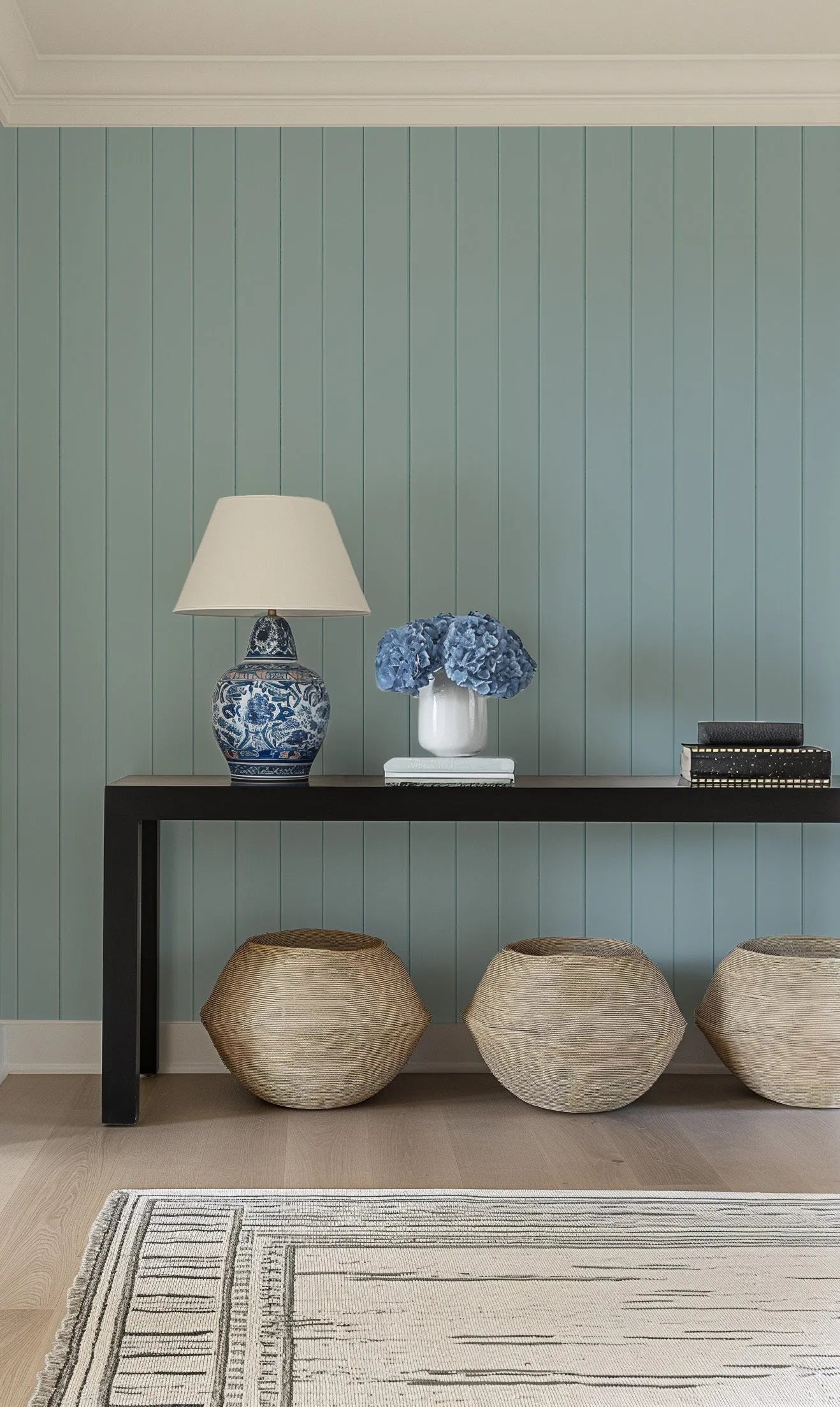 Tongue & Groove Wood Panel Wallpaper | Mountain Rivers from Olive et Oriel where you can shop wallpaper and artworks online