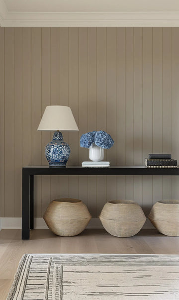 Tongue & Groove Wood Panel Wallpaper | Pebble coastal wallpaper