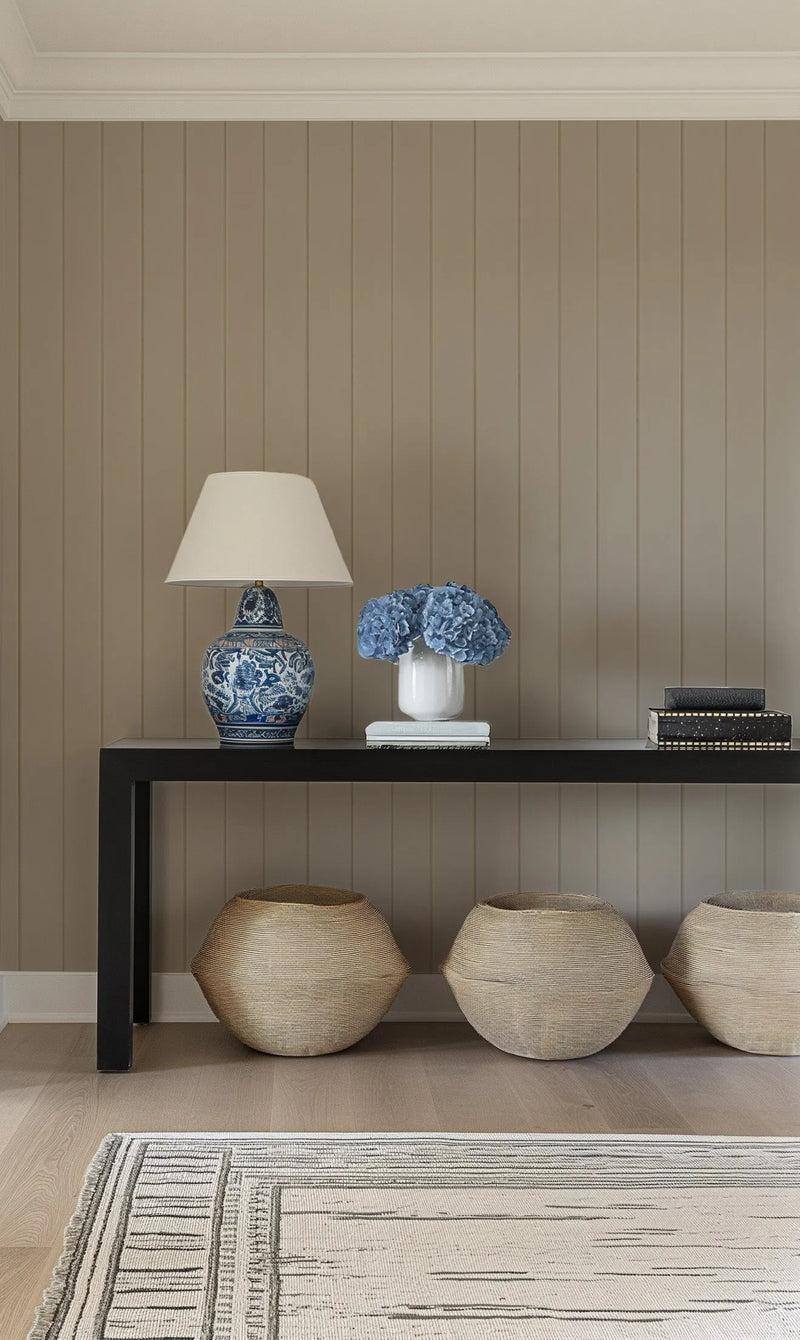 Tongue & Groove Wood Panel Wallpaper | Pebble coastal wallpaper