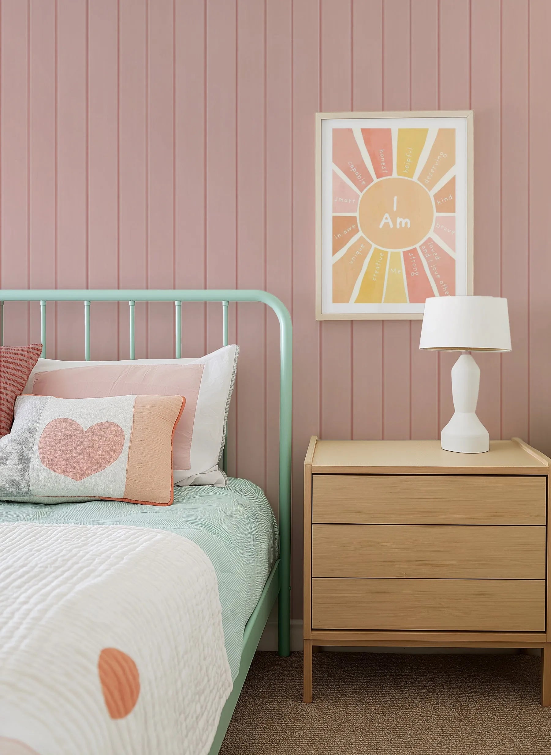 Tongue & Groove Wood Panel Wallpaper | Pure Romance from Olive et Oriel where you can shop wallpaper and artworks online