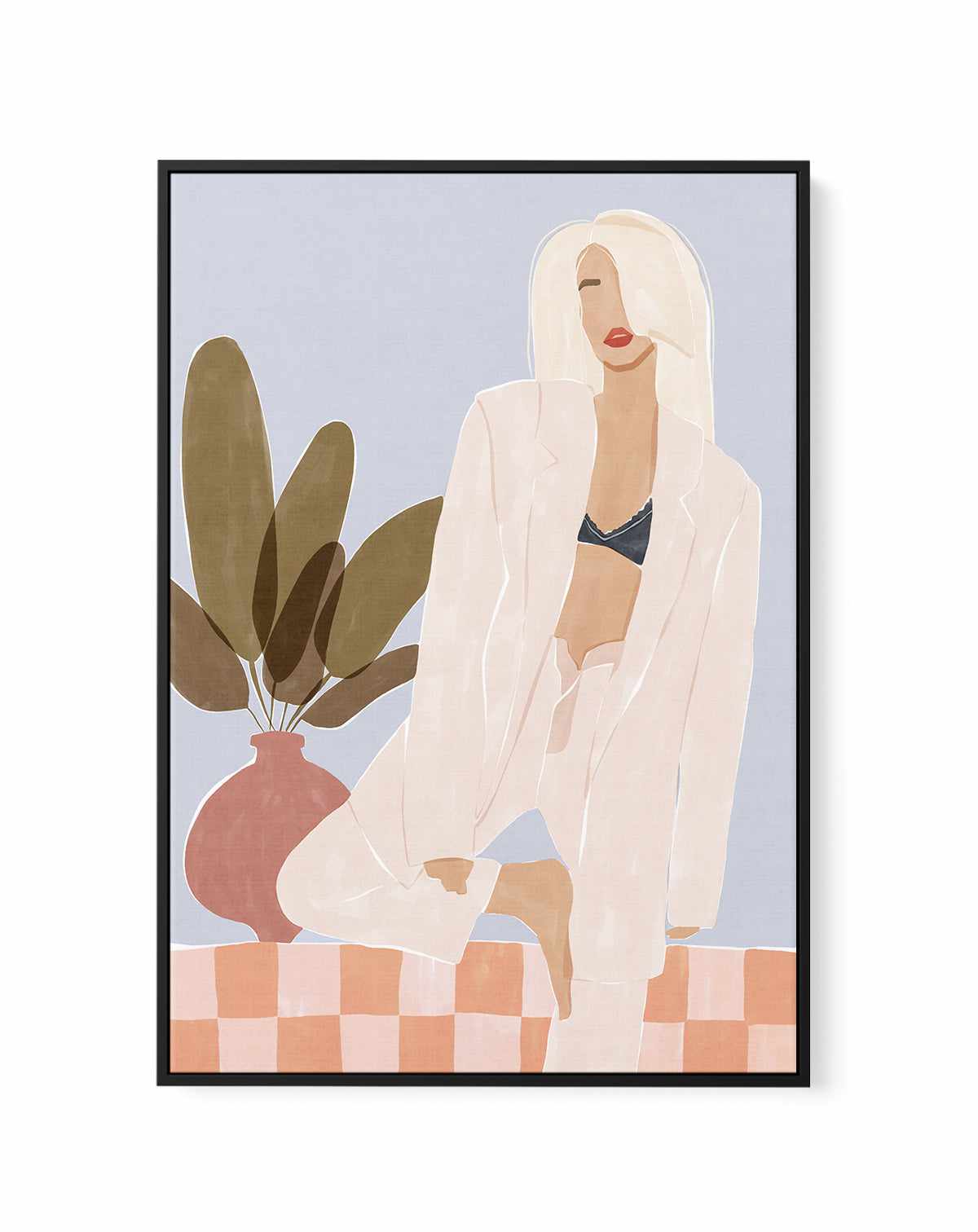 Too Lazy To Yoga By Ivy Green Illustration | Framed Canvas Art Print