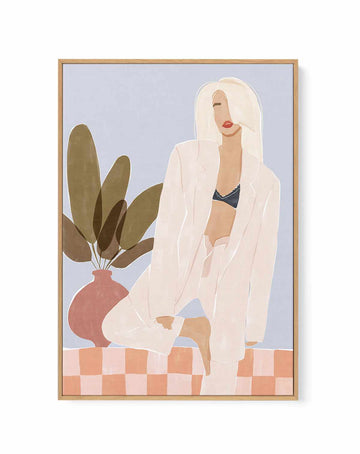Too Lazy To Yoga By Ivy Green Illustration | Framed Canvas Art Print from Olive et Oriel where you can shop wallpaper and artworks online