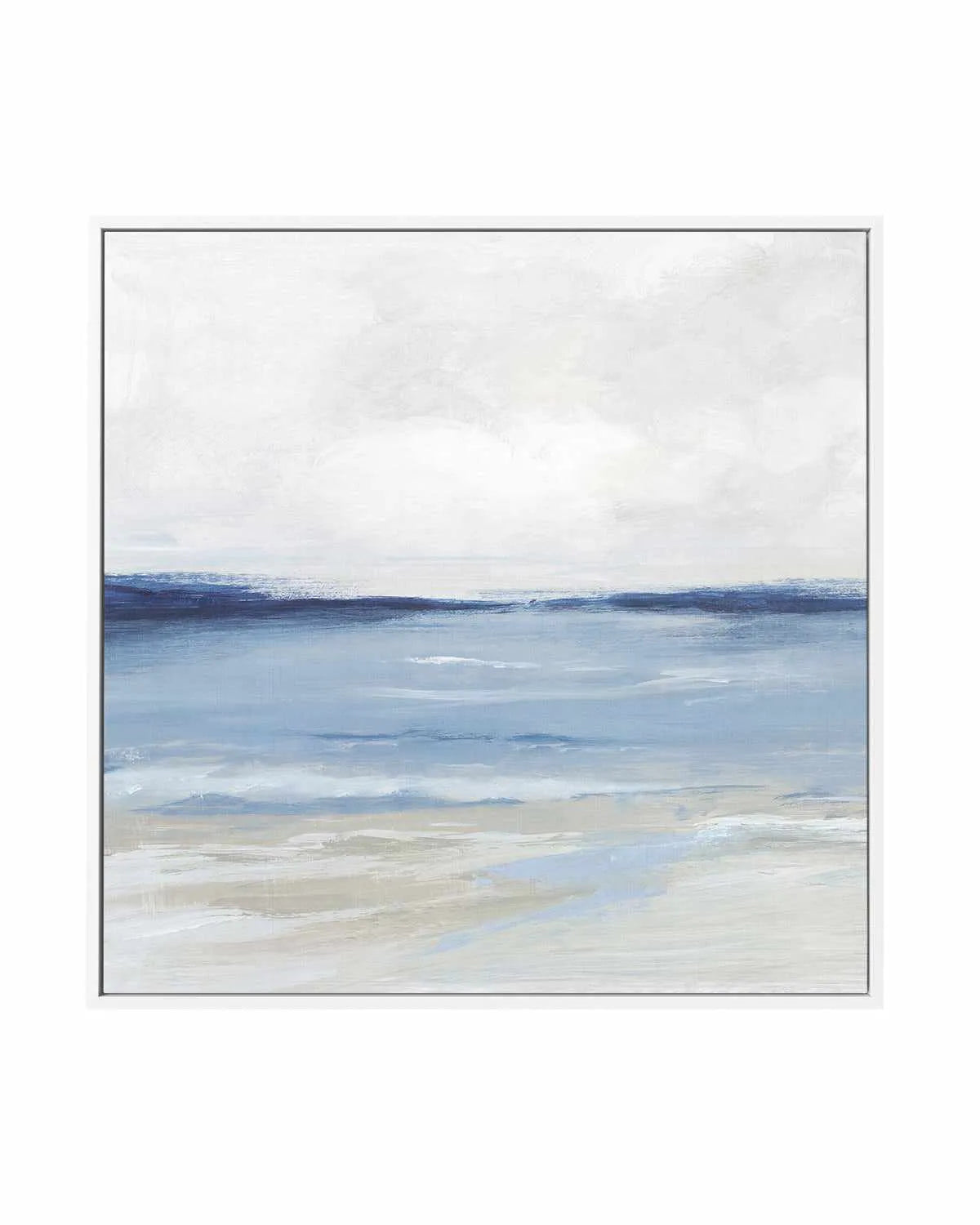 Tranquil Blue Beach Left SQ | Framed Canvas Art Print from Olive et Oriel where you can shop wallpaper and artworks online