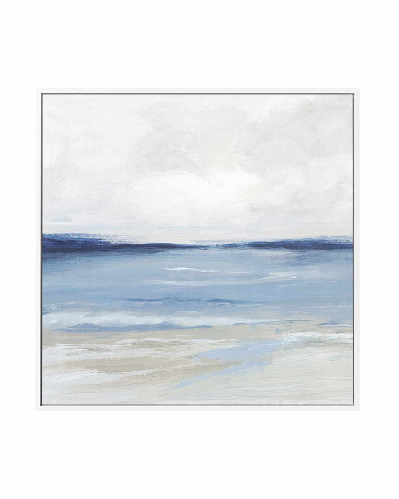 Tranquil Blue Beach Left SQ | Framed Canvas Art Print