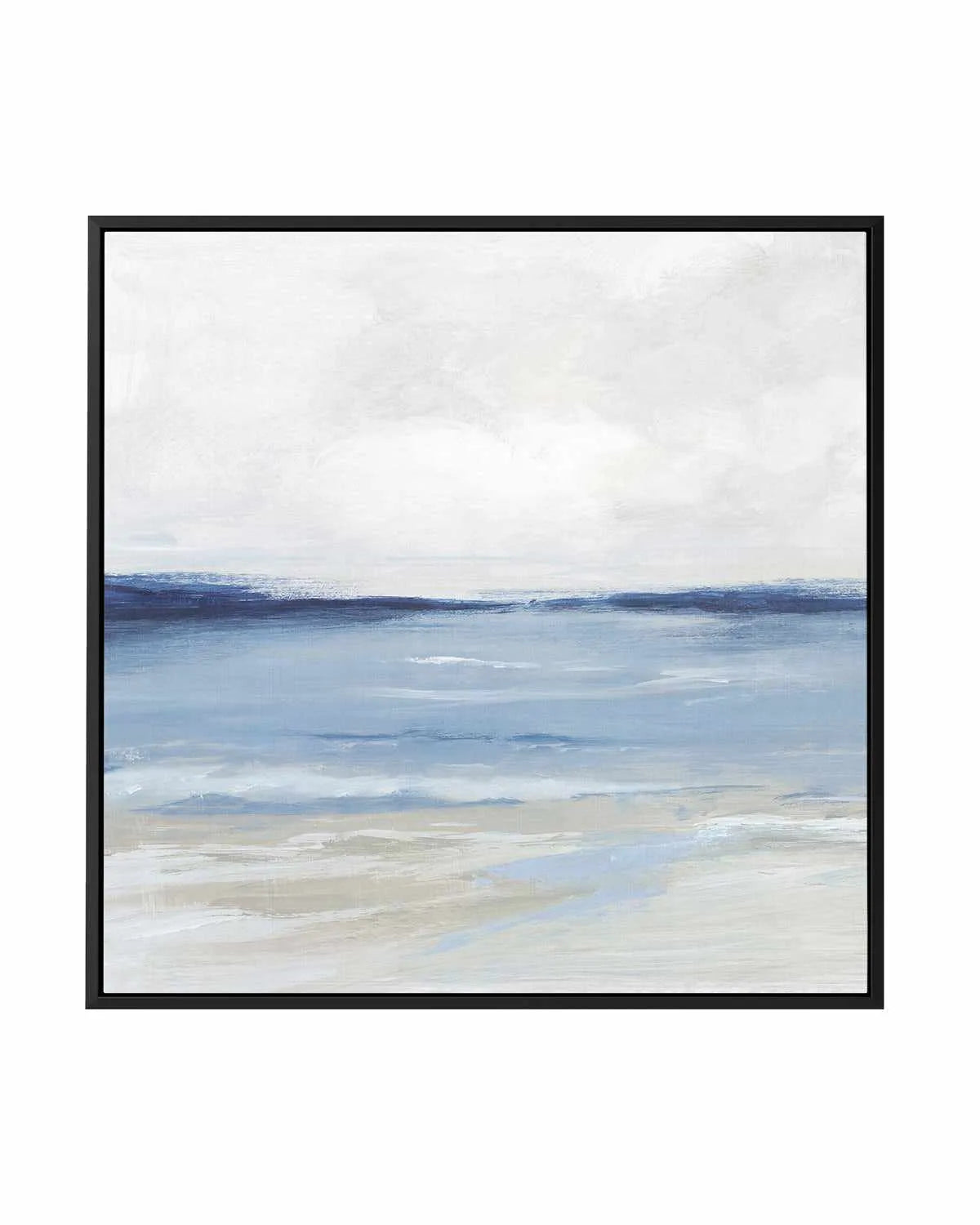 Tranquil Blue Beach Left SQ | Framed Canvas Art Print from Olive et Oriel where you can shop wallpaper and artworks online