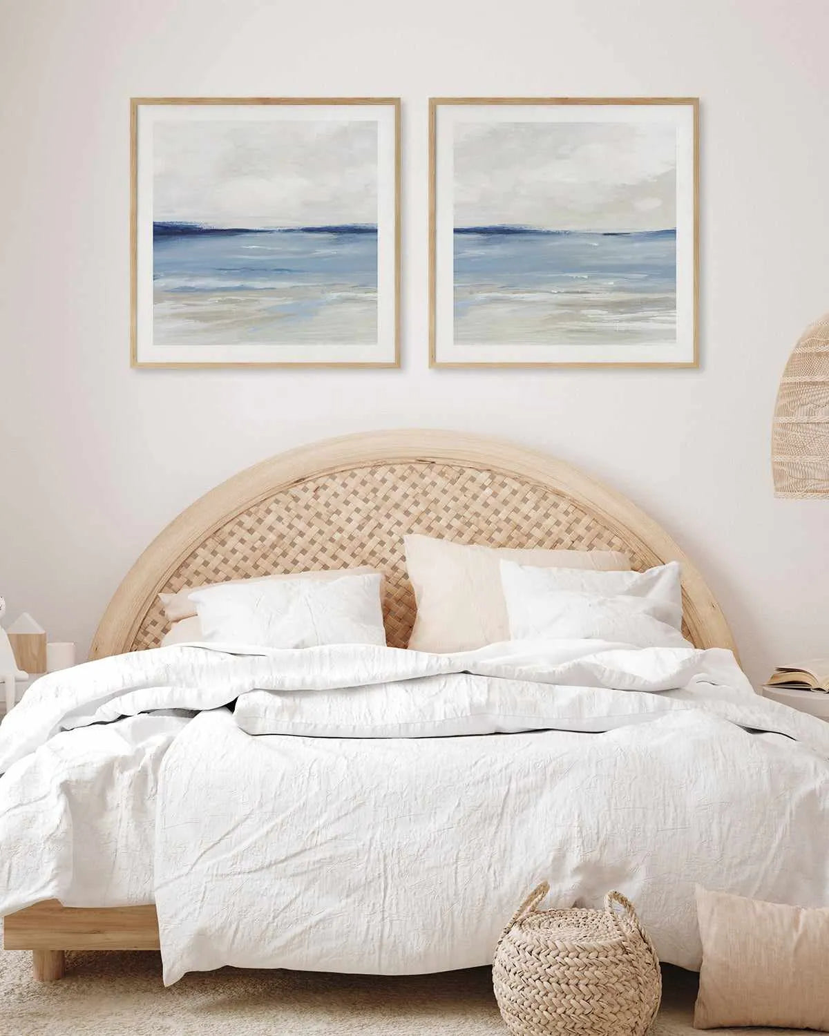 Tranquil Blue Beach Left SQ Art Print from Olive et Oriel where you can shop wallpaper and artworks online