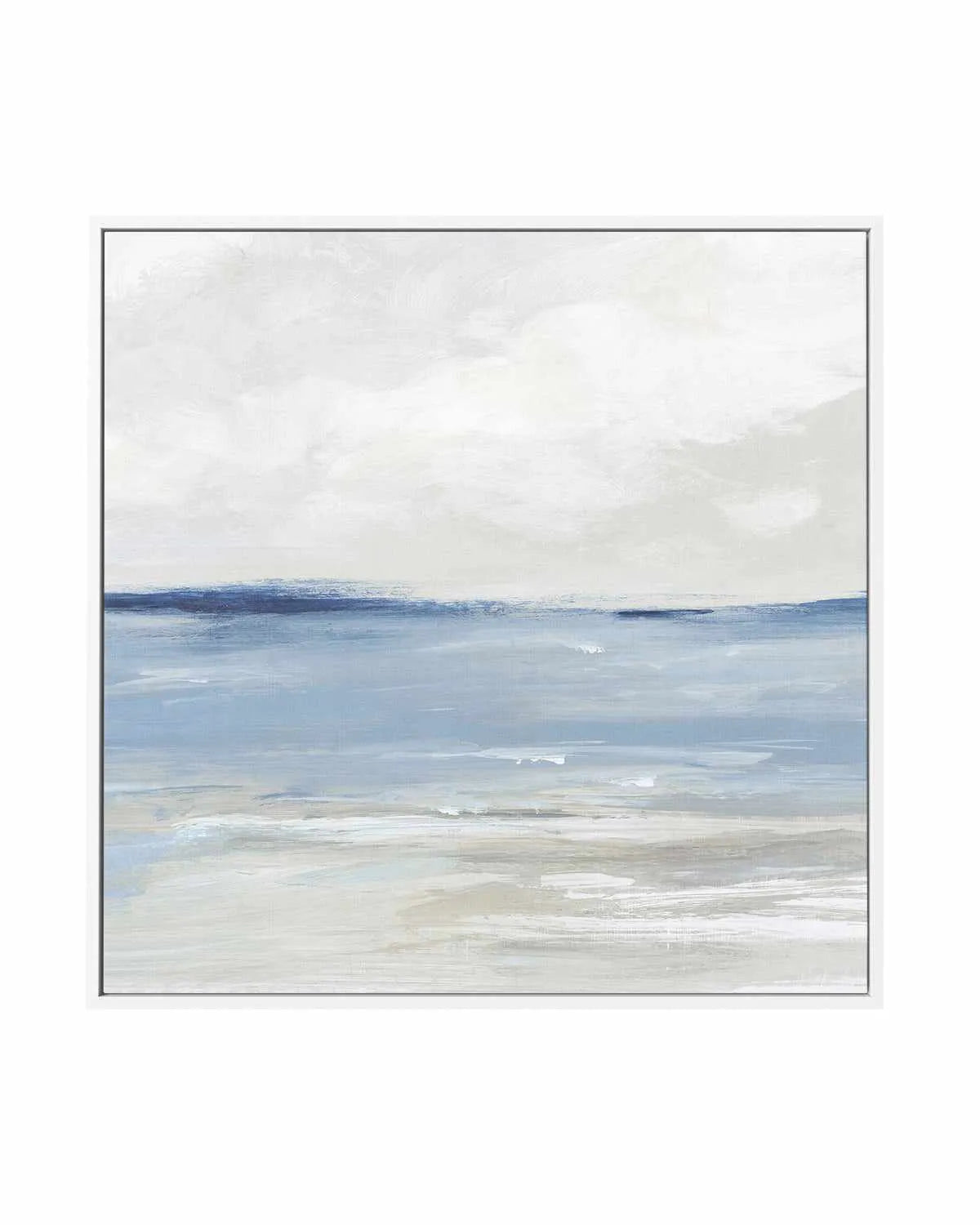Tranquil Blue Beach Right SQ | Framed Canvas Art Print from Olive et Oriel where you can shop wallpaper and artworks online