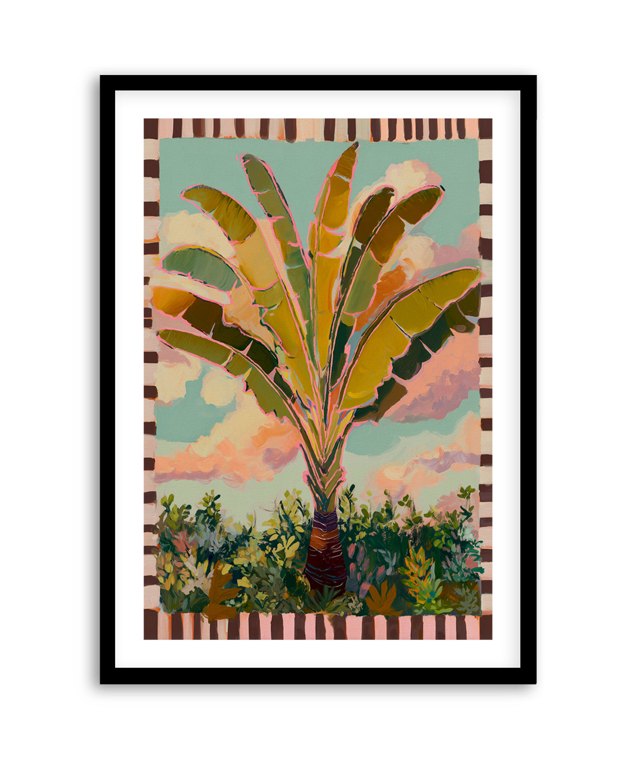 Traveller Palm in Check | Art Print from Olive et Oriel where you can shop wallpaper and artworks online