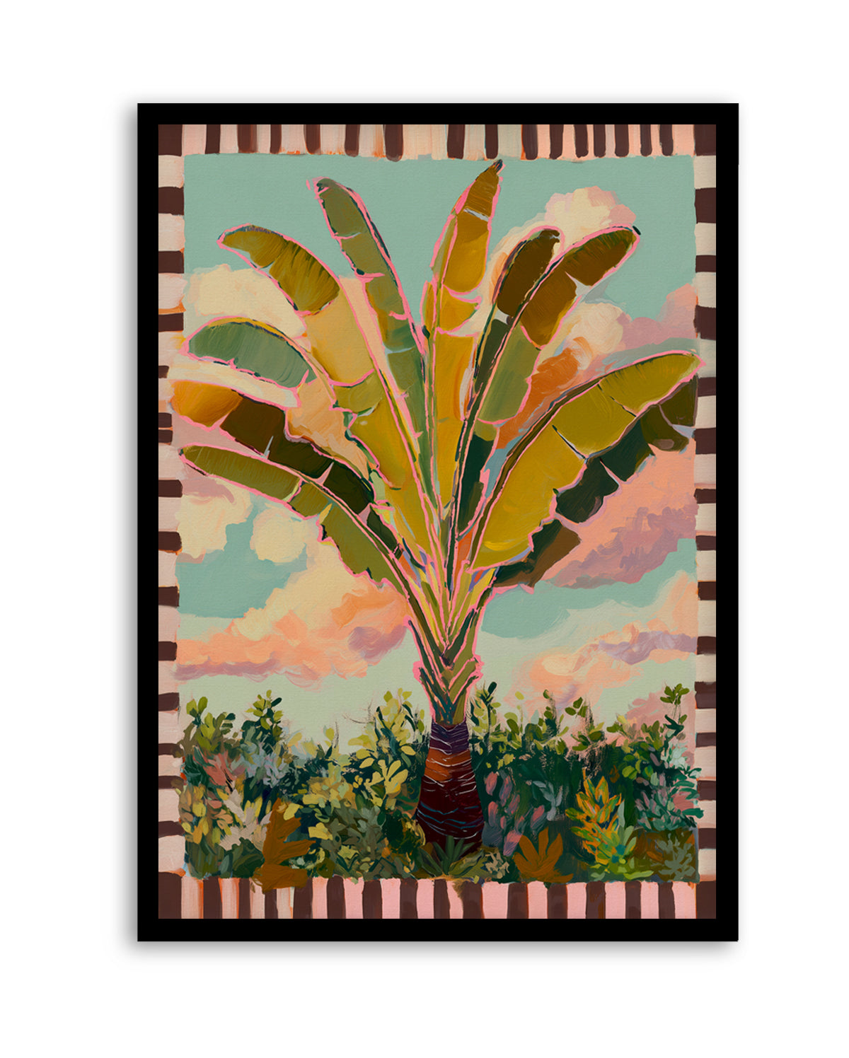 Traveller Palm in Check | Art Print from Olive et Oriel where you can shop wallpaper and artworks online