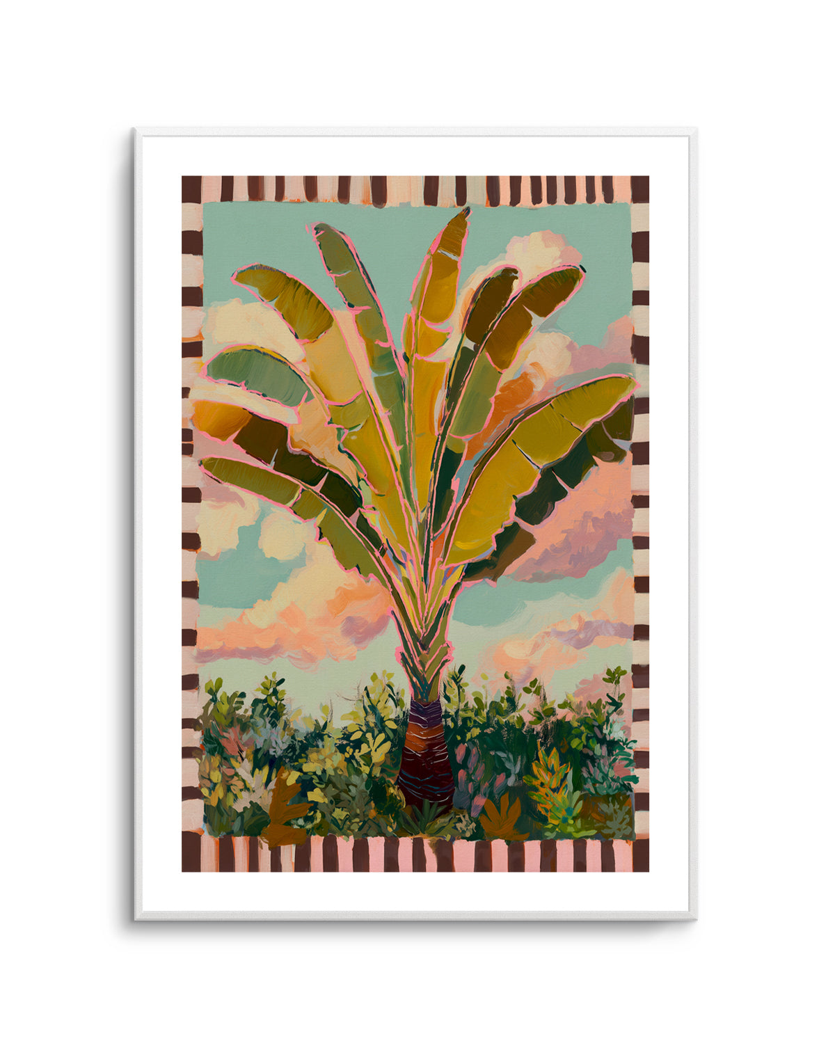 Traveller Palm in Check | Art Print from Olive et Oriel where you can shop wallpaper and artworks online