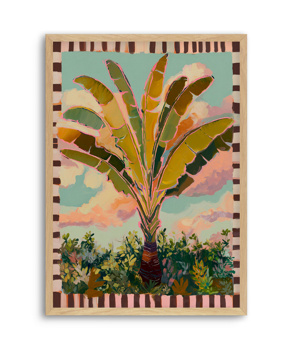Traveller Palm in Check | Art Print from Olive et Oriel where you can shop wallpaper and artworks online
