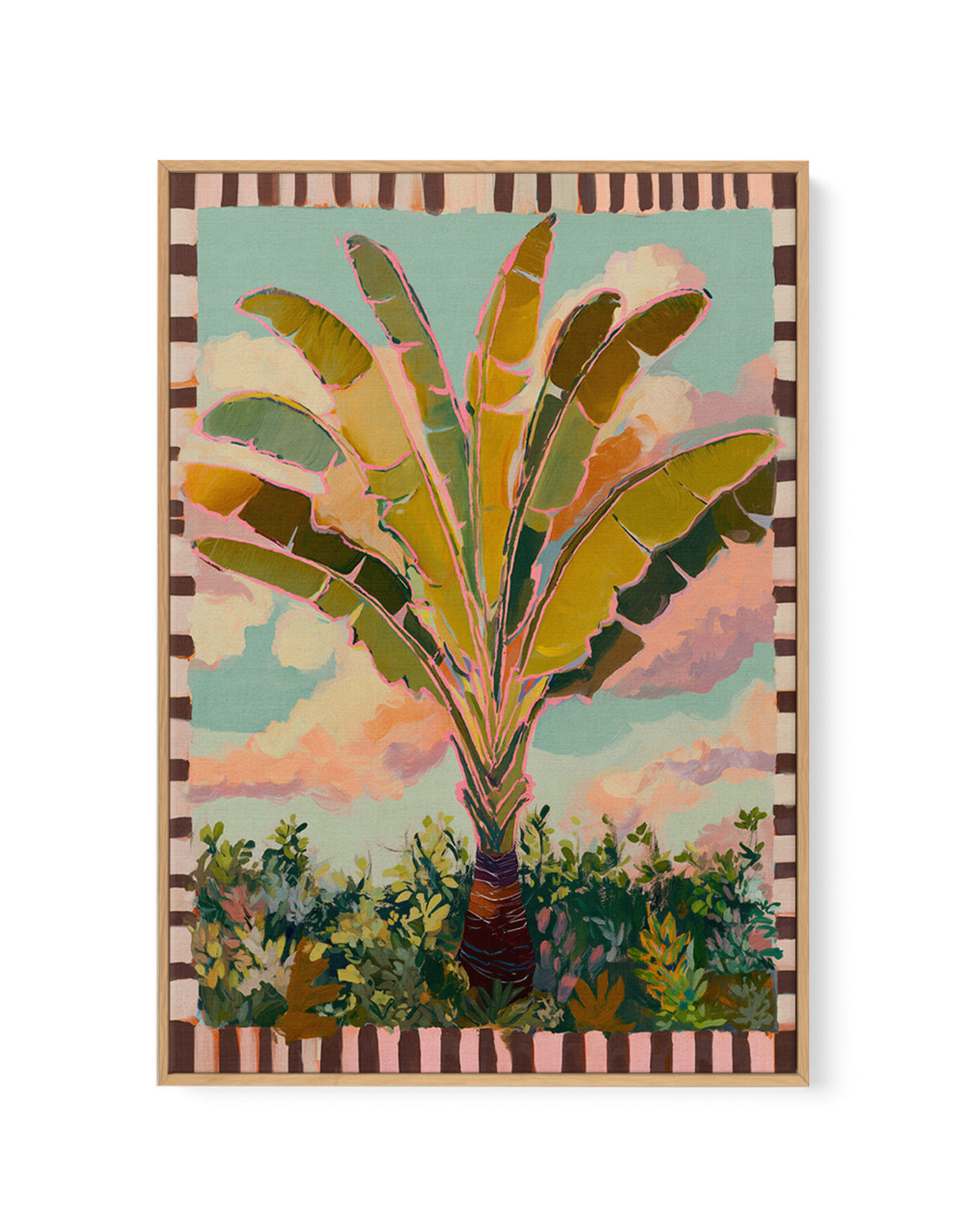 Traveller Palm in Check | Framed Canvas Art Print from Olive et Oriel where you can shop wallpaper and artworks online