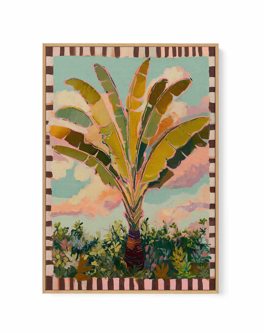 Traveller Palm in Check | Framed Canvas Art Print from Olive et Oriel where you can shop wallpaper and artworks online