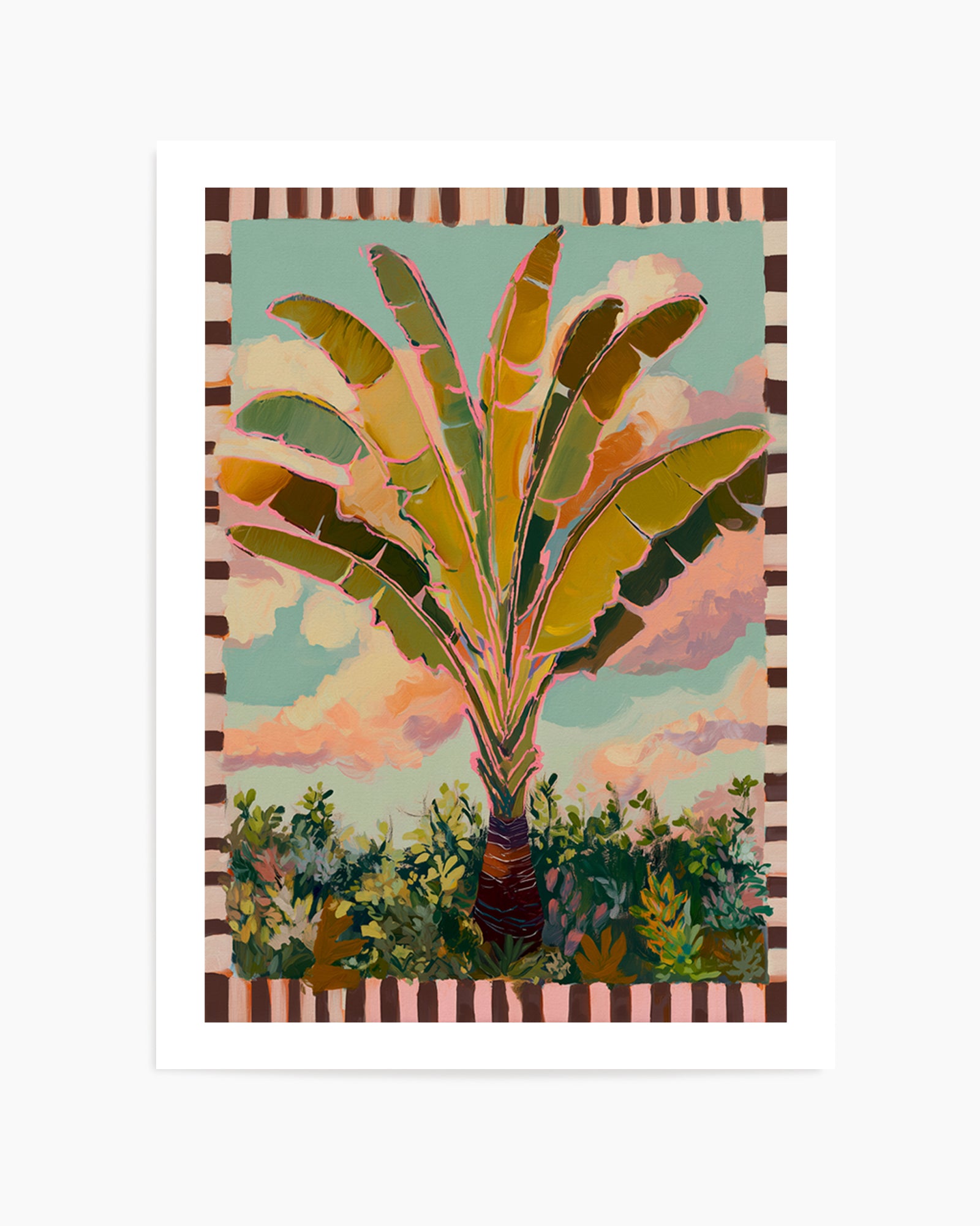 Traveller Palm in Check | Art Print from Olive et Oriel where you can shop wallpaper and artworks online