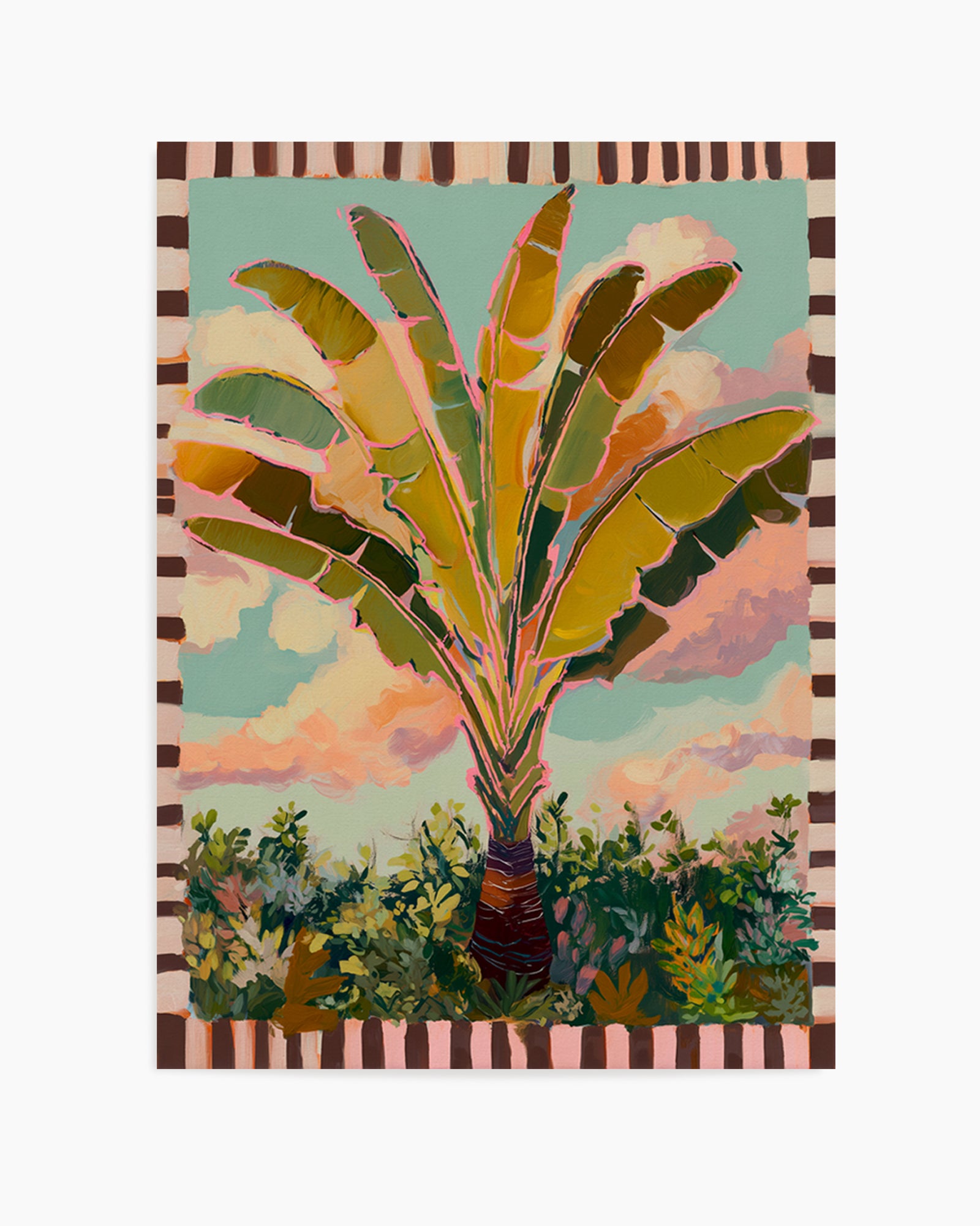 Traveller Palm in Check | Art Print from Olive et Oriel where you can shop wallpaper and artworks online