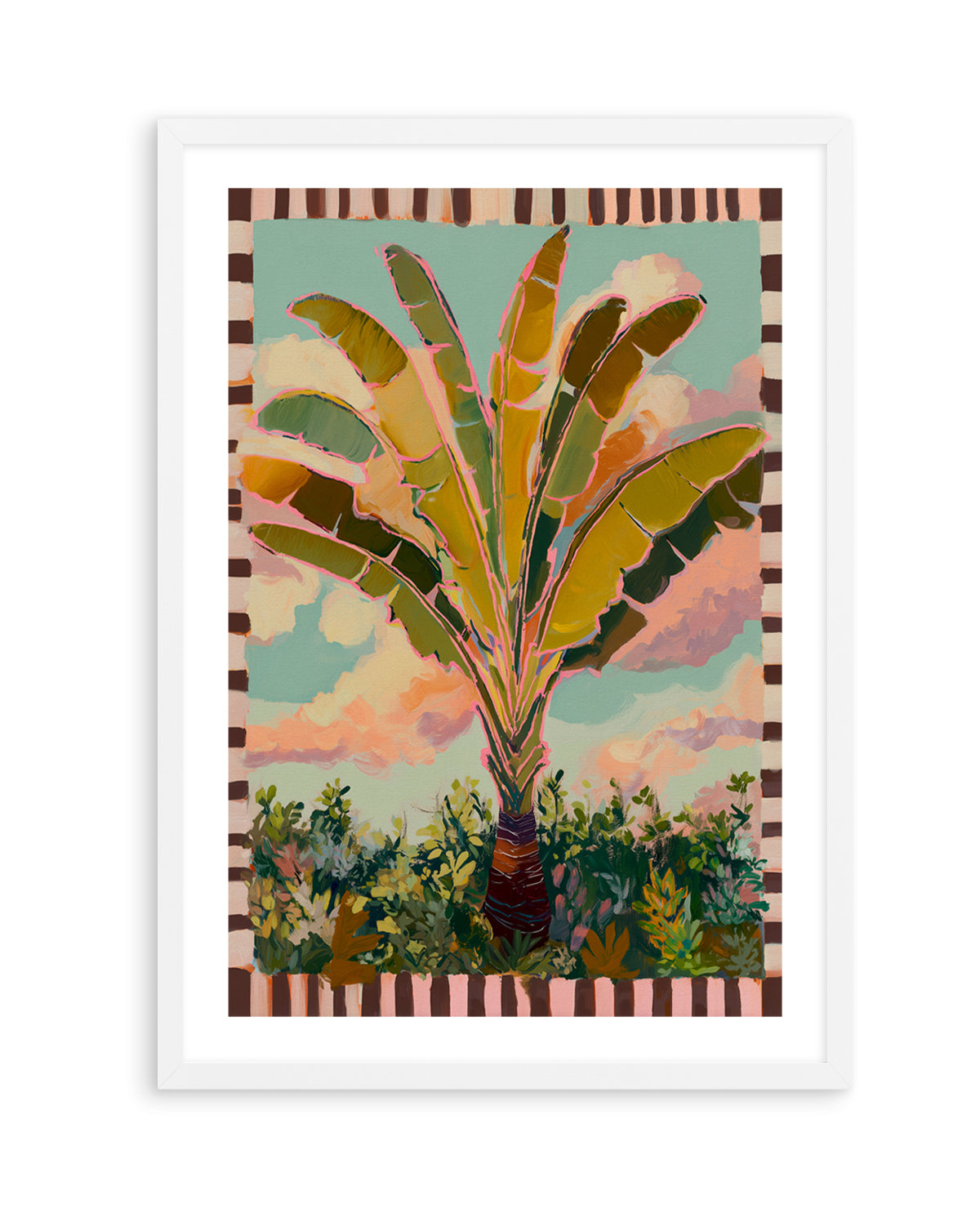 Traveller Palm in Check | Art Print from Olive et Oriel where you can shop wallpaper and artworks online