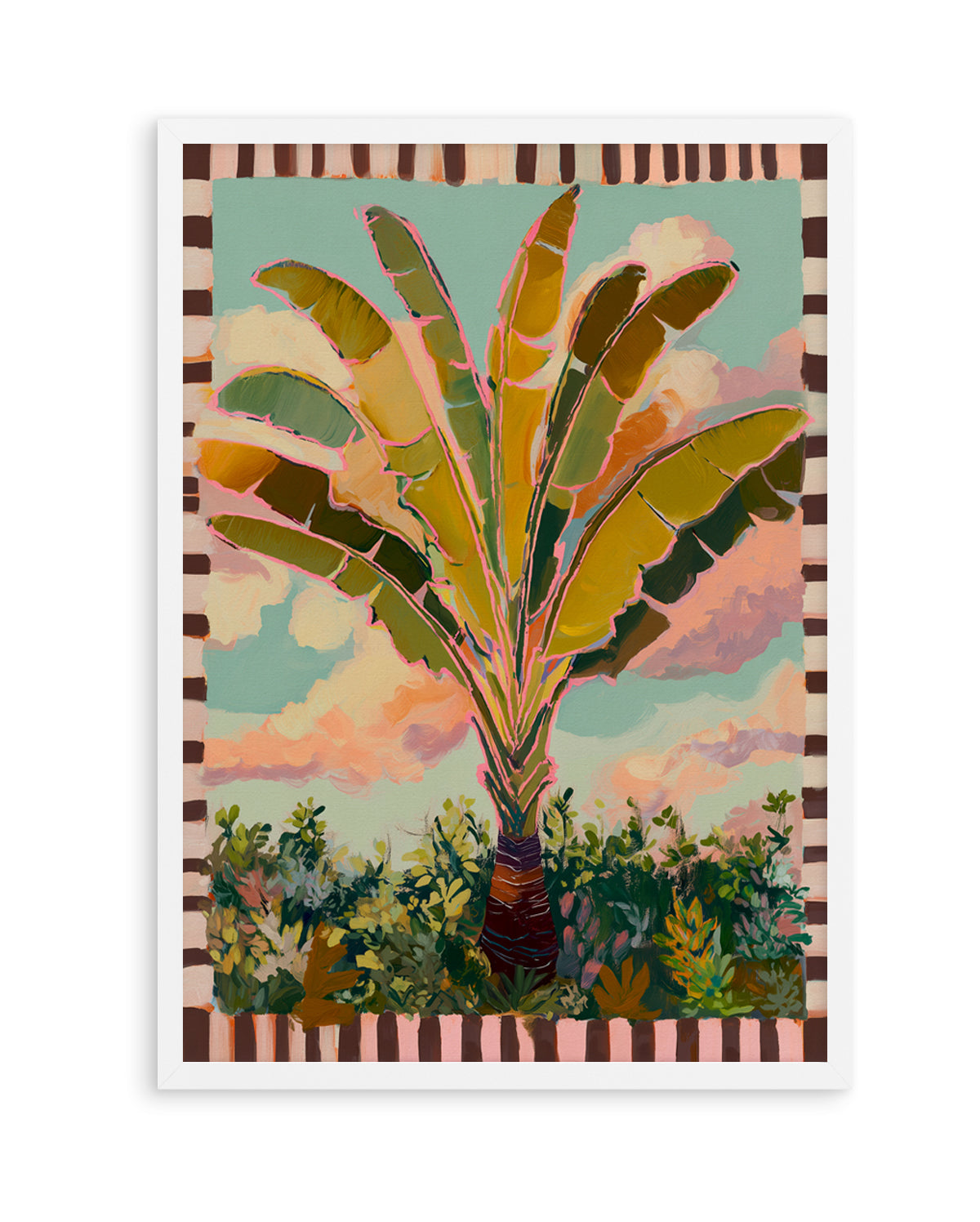 Traveller Palm in Check | Art Print from Olive et Oriel where you can shop wallpaper and artworks online