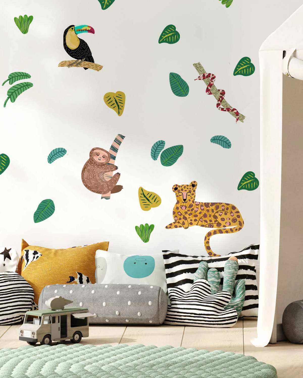 Tropi-Cool Decal Set-Decals-Olive et Oriel-Decorate your kids bedroom wall decor with removable wall decals, these fabric kids decals are a great way to add colour and update your children's bedroom. Available as girls wall decals or boys wall decals, there are also nursery decals.