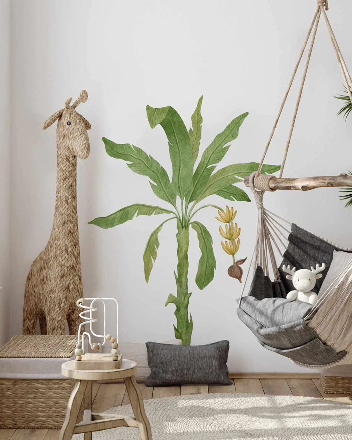 Tropical Banana Leaf Palm Tree Removable Decal-Decals-Olive et Oriel-Decorate your kids bedroom wall decor with removable wall decals, these fabric kids decals are a great way to add colour and update your children's bedroom. Available as girls wall decals or boys wall decals, there are also nursery decals.