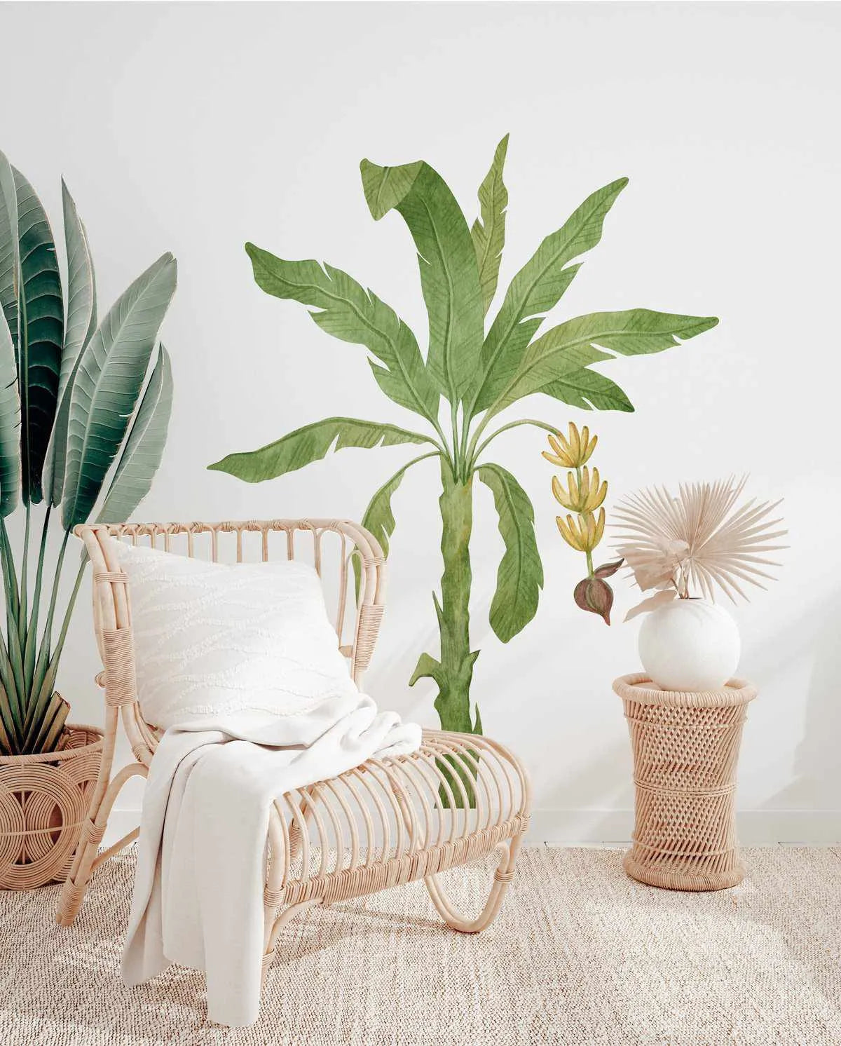 Tropical Banana Leaf Palm Tree Removable Decal-Decals-Olive et Oriel-Decorate your kids bedroom wall decor with removable wall decals, these fabric kids decals are a great way to add colour and update your children's bedroom. Available as girls wall decals or boys wall decals, there are also nursery decals.