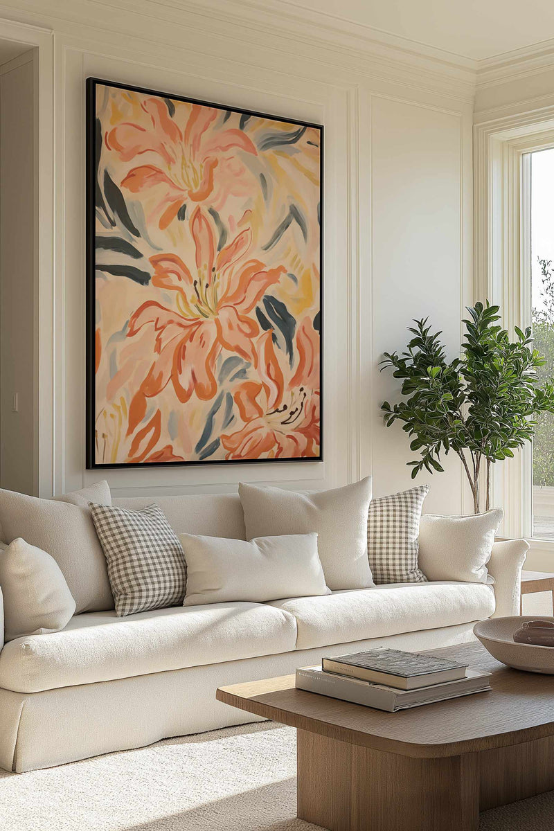 Tropical Tigerlilies II | Framed Canvas Art Print from Olive et Oriel where you can shop wallpaper and artworks online