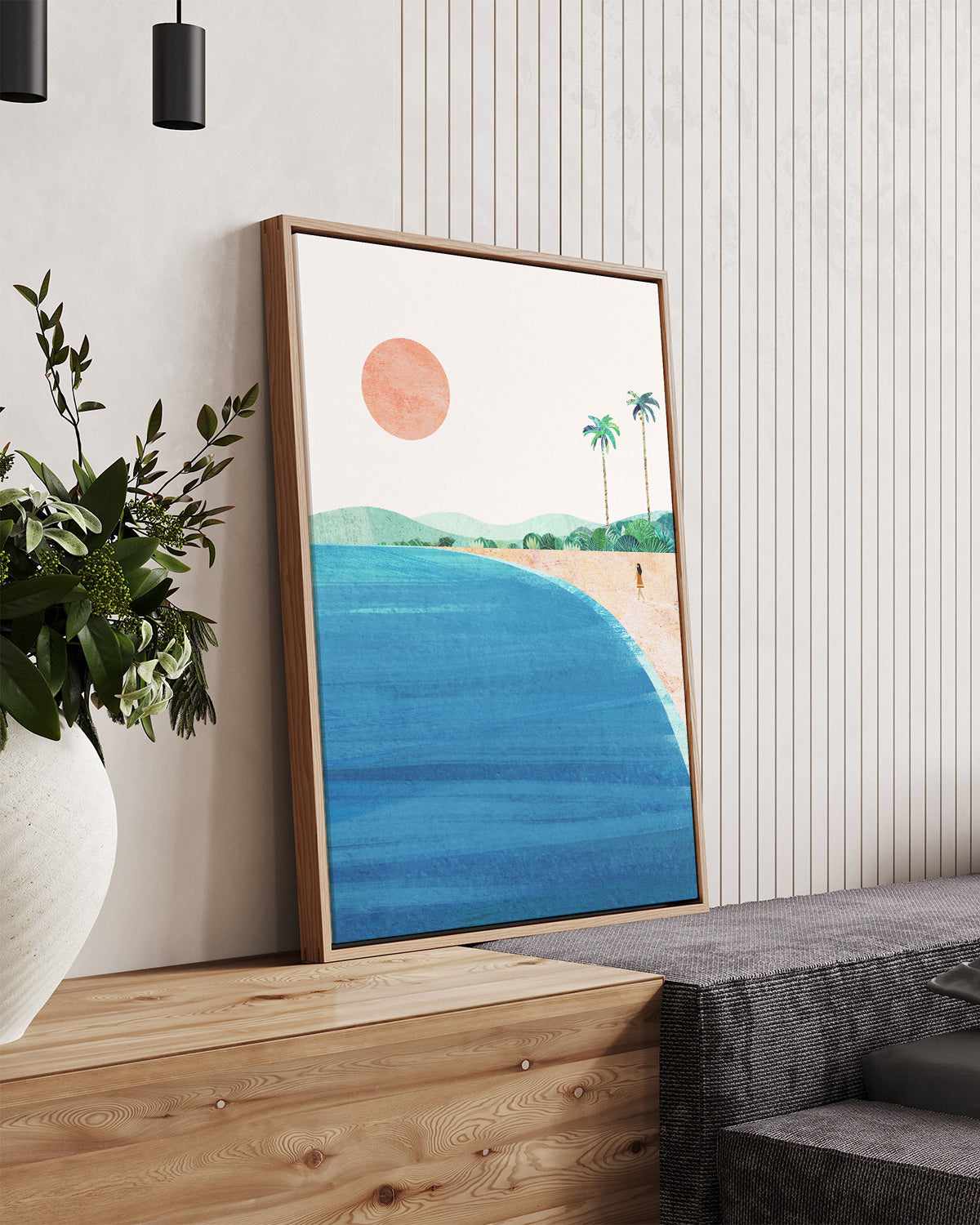 Tropical Island Beach by Henry Rivers | Framed Canvas Art Print