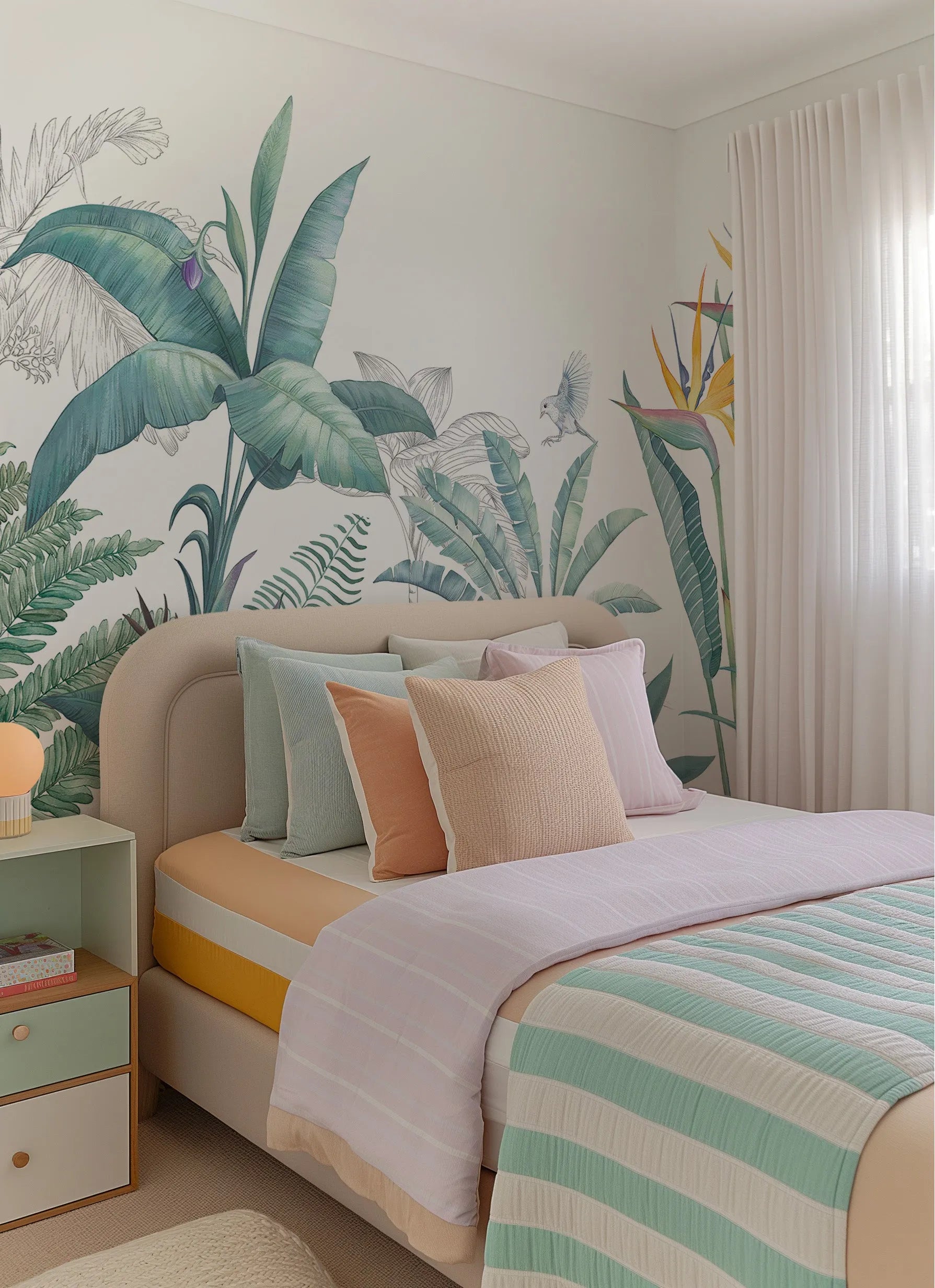 Tropical Adventure Wallpaper Mural from Olive et Oriel where you can shop wallpaper and artworks online