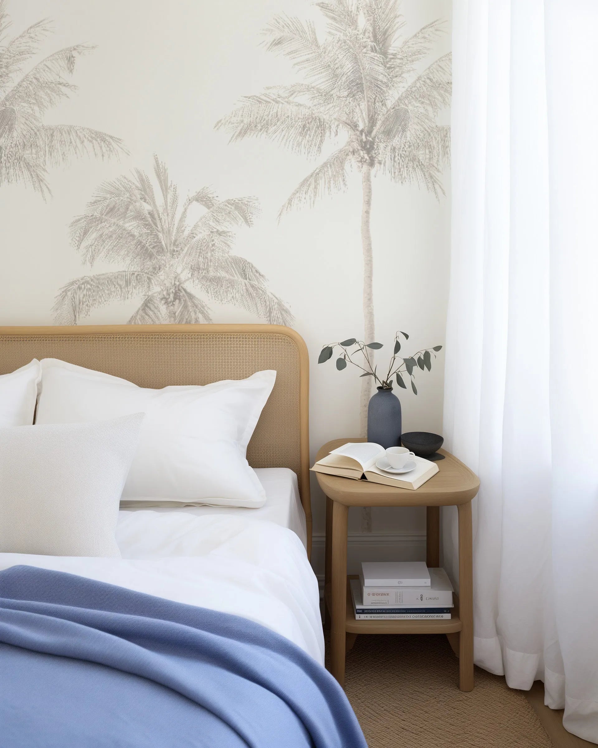 Tropical Palm Tree Wallpaper Mural from Olive et Oriel where you can shop wallpaper and artworks online