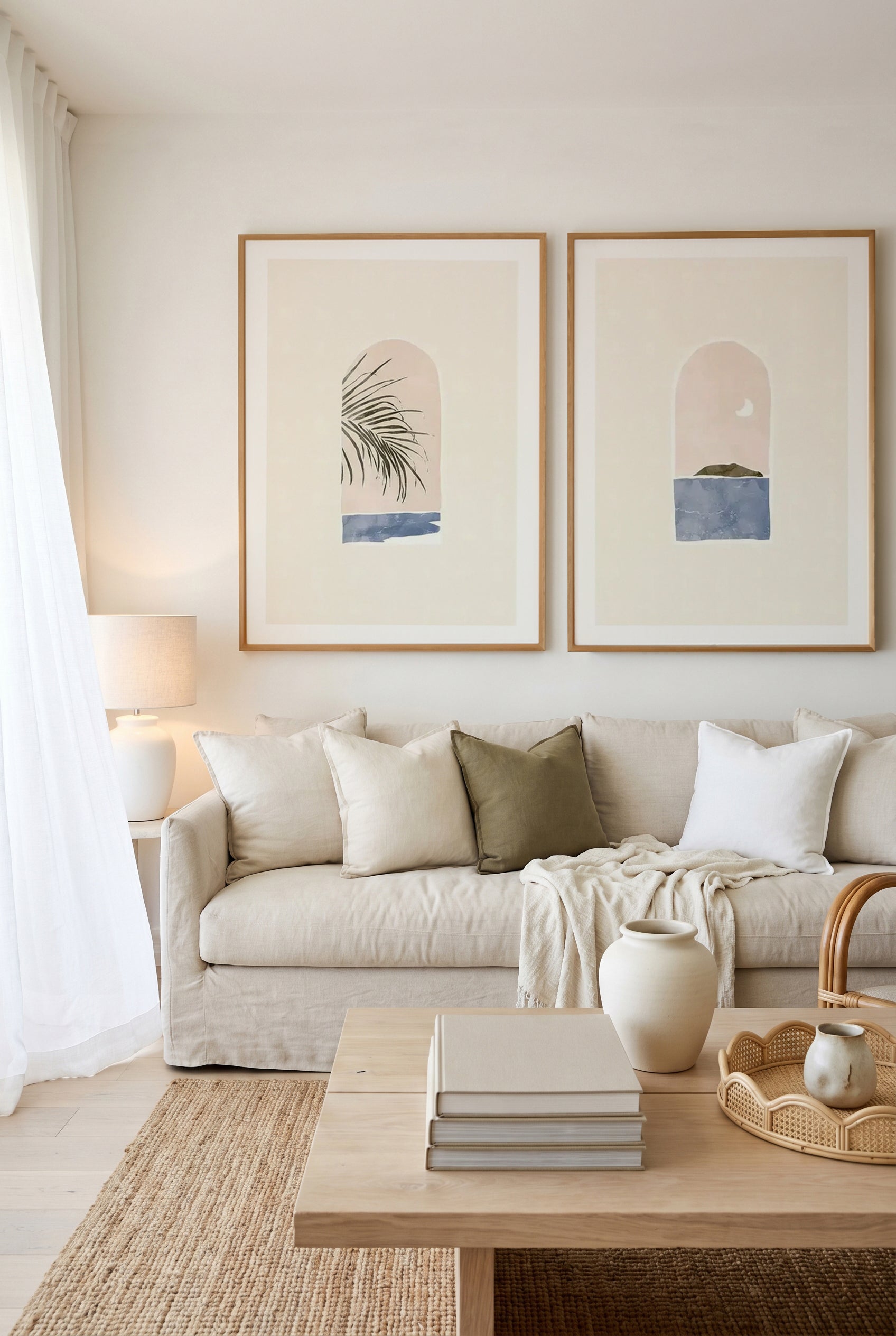 Tropical Window Landscape II & III by Yuyu Pont Art Print Set of 2 | Matching Wall Art